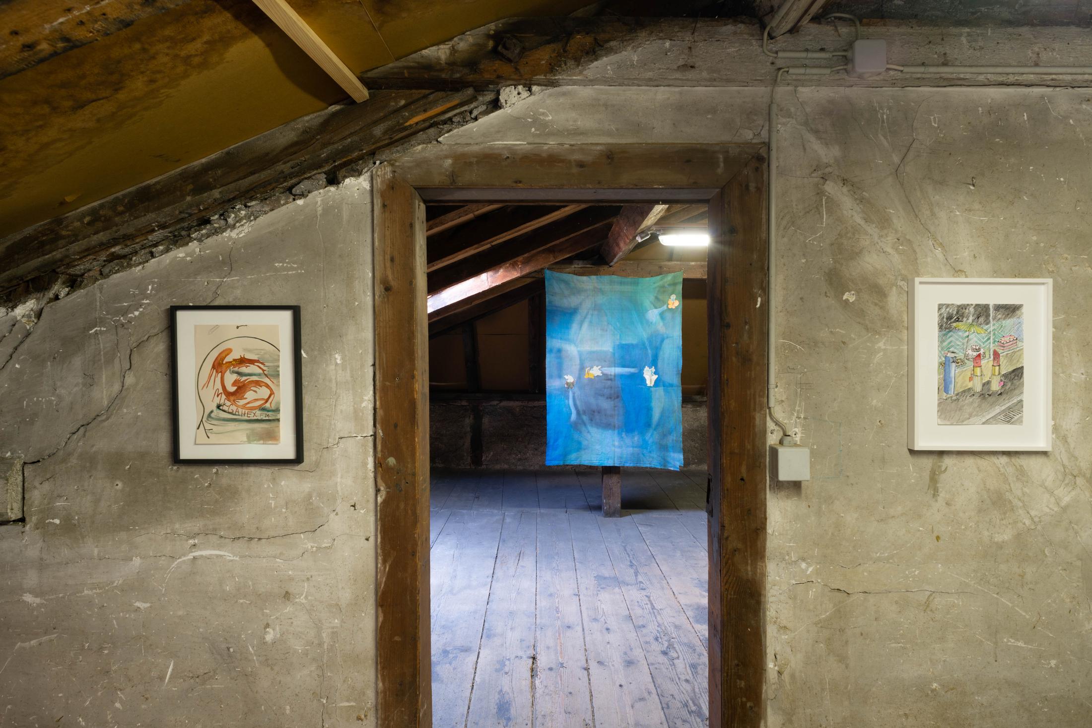 Exhibition View Groupshow «Watercolours, Chapter I» at Weiss Falk, Basel, 2020 / Photo: Flavio Karrer / Courtesy: the artists and Weiss Falk