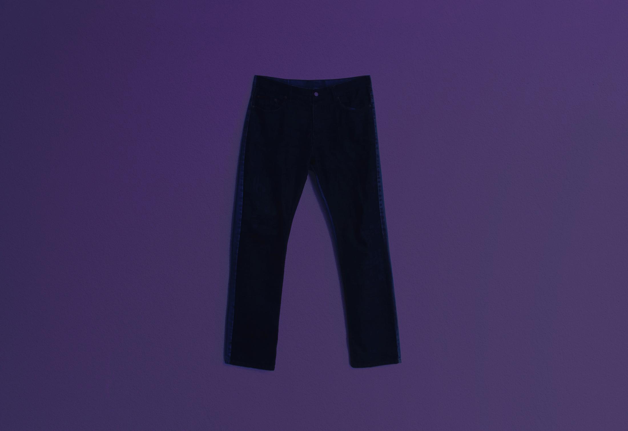 Exhibition View Group Show «What does Anything mean? Basically; view on Archie Chekatouski, Sharpie on jeans, 2022» at Sgomento, Zurich, 2022 / Photo: SZ / Courtesy: the artists and Sgomento