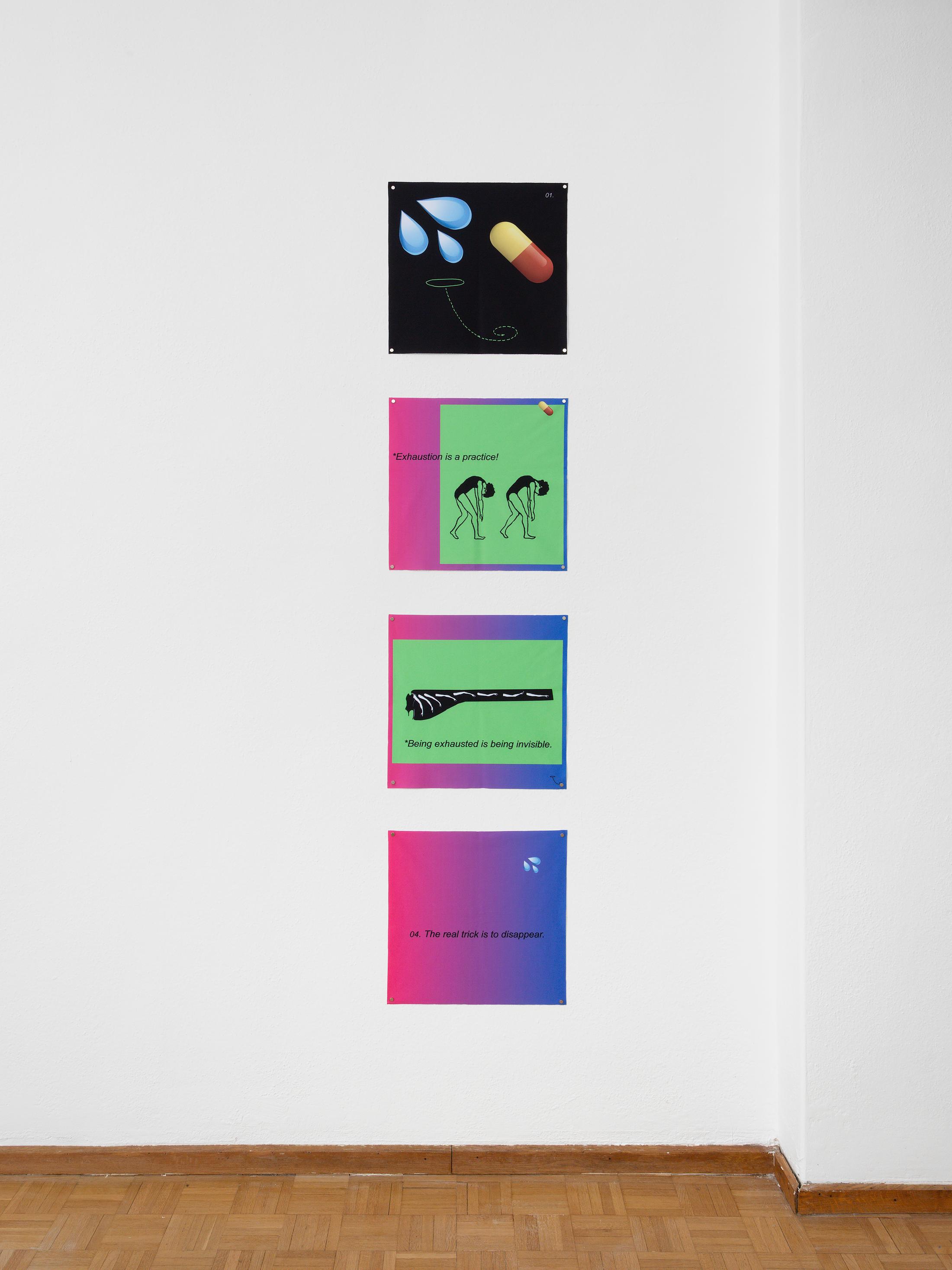 Exhibition View Group Show «When Red and White ain’t so Black and White, view on Olia Sosnovskaya, Incredibly relaxing meditation music, 2021» at Sentiment, Zurich, 2022 / Photo: Julien Gremaud / Courtesy: the artists and Sentiment