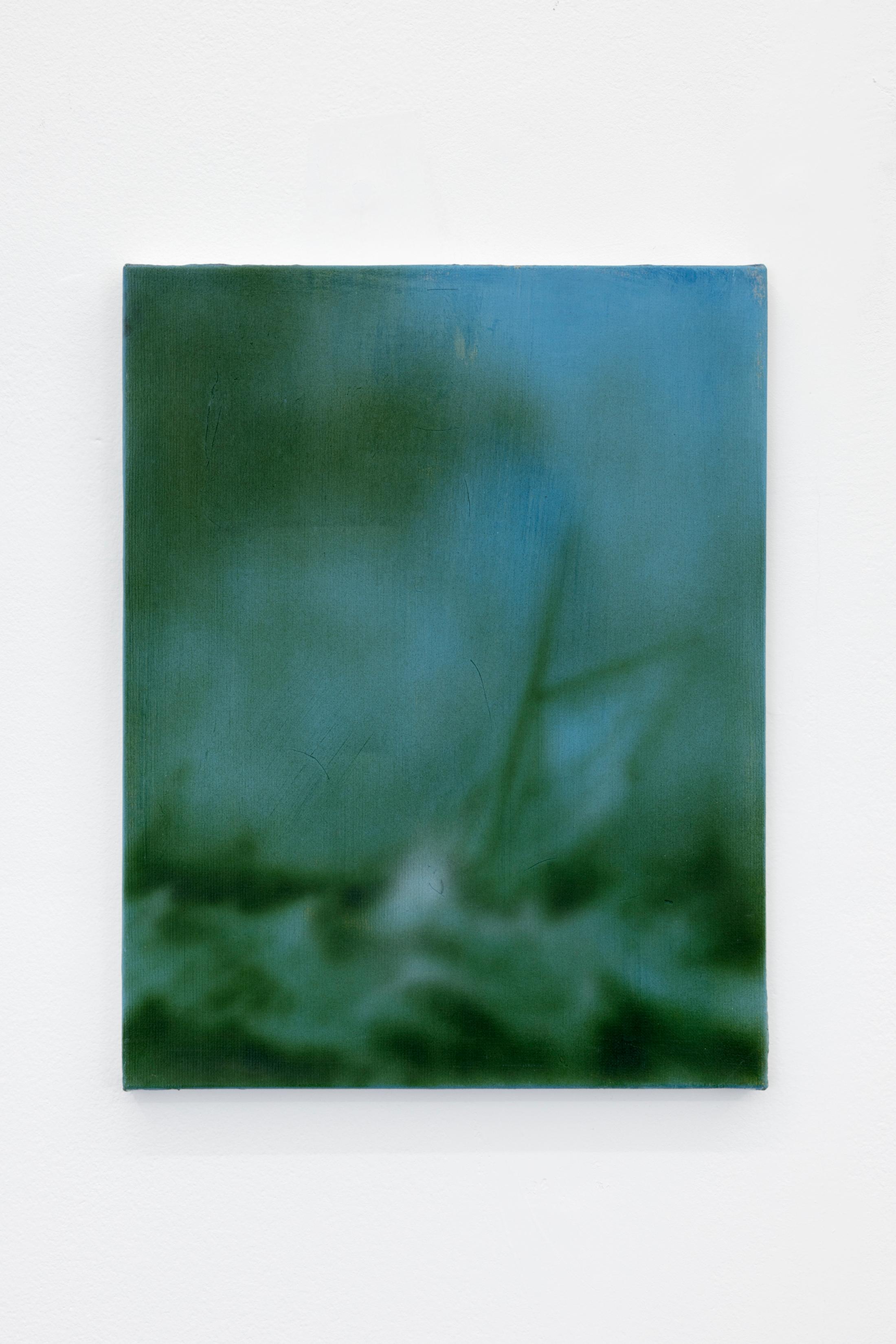 Exhibition View Will Sheldon Solo Show «Luxury Loneliness; view on Will Sheldon, Misty, 2022, Airbrushed acrylic on canvas, 36 × 27.5 cm» at Weiss Falk, Basel, 2022 / Photo: Gina Folly / Courtesy: the artist and Weiss Falk