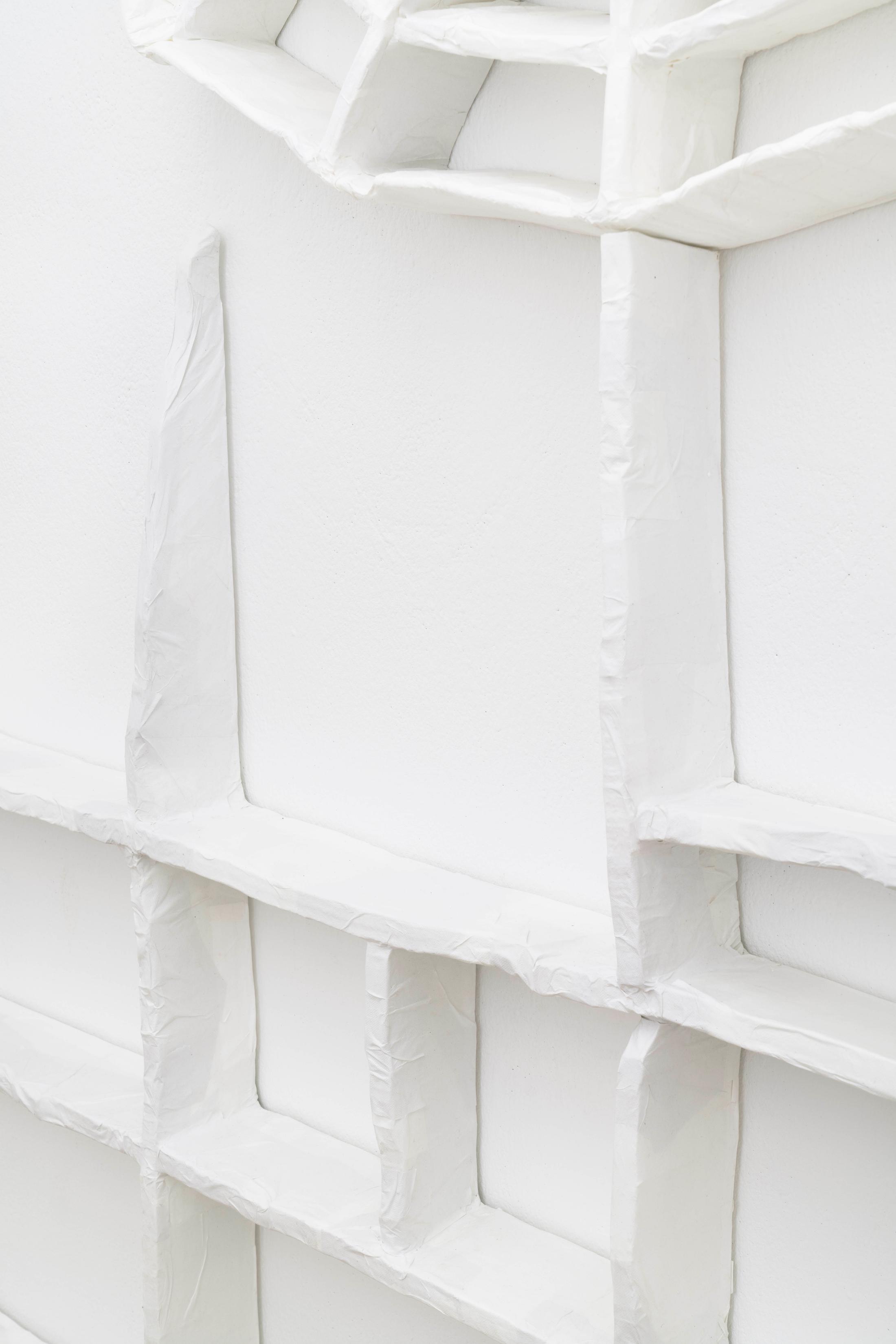 Exhibition View Groupshow «Winds of Change; view on Vinzenz Meyner, Soft Skills, 2020, (detail), 235 x 250 cm, Papier mâché» at Milieu, Bern, 2020 / Courtesy: the artist and Milieu, Bern