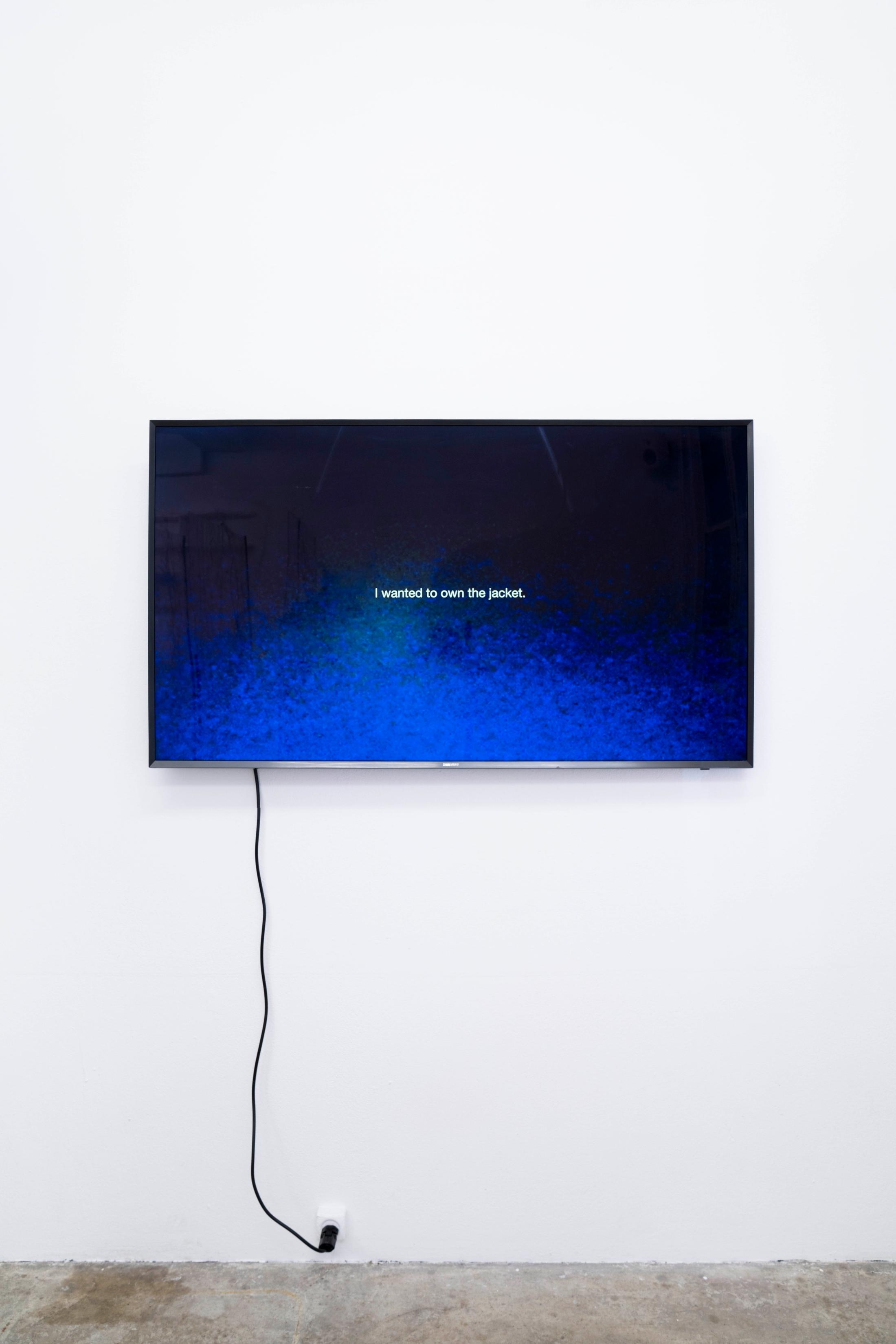 Exhibition View Groupshow «Winds of Change; view on Milena Langer, Every Hero Needs a Cape (3) / Ready To Wear (1), 2020, Loop 10min» at Milieu, Bern, 2020 / Courtesy: the artist and Milieu, Bern