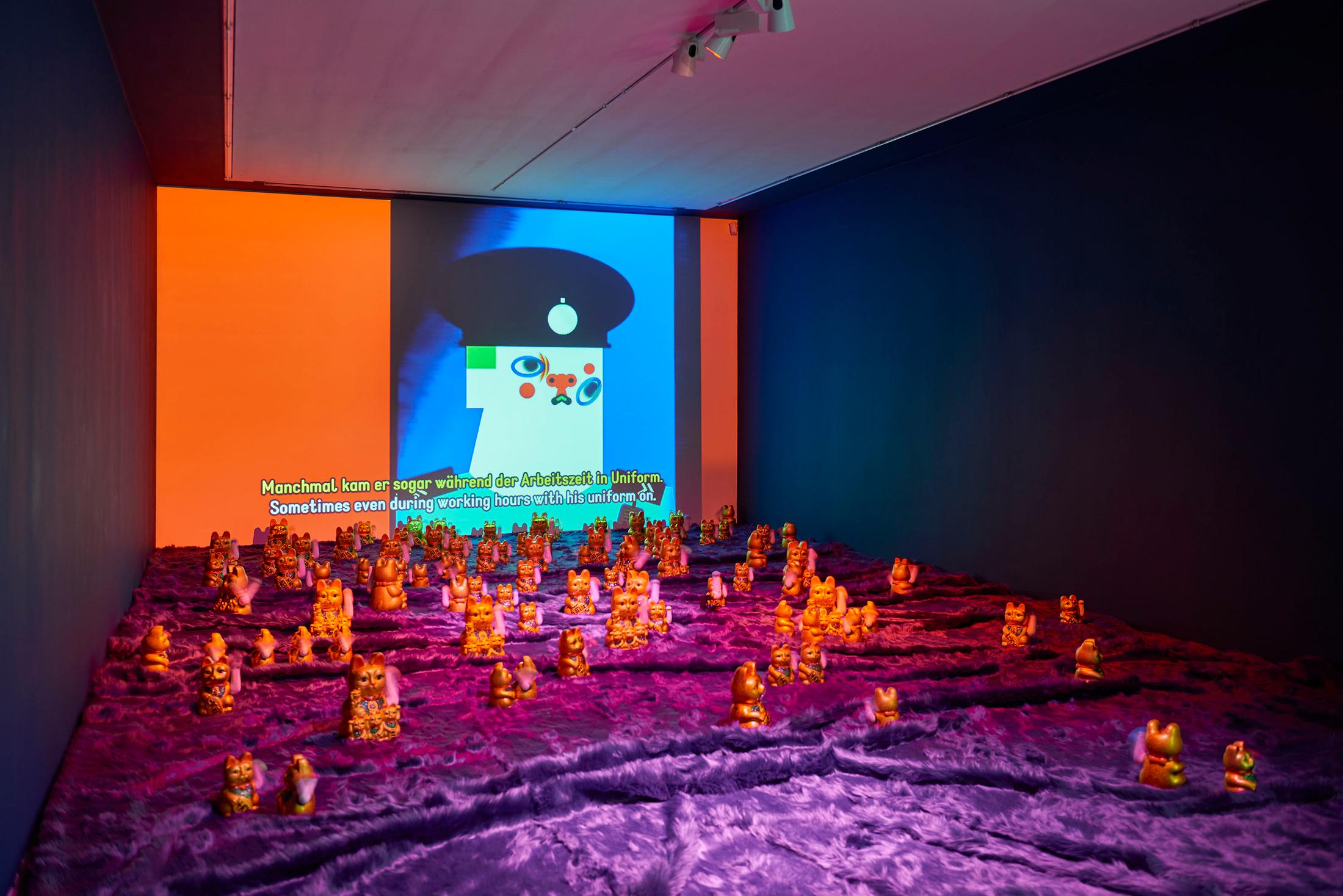 Exhibition View Wong Ping Soloshow «Golden Shower» at Kunsthalle Basel, 2019 / Photo: Philipp Hänger / Kunsthalle Basel