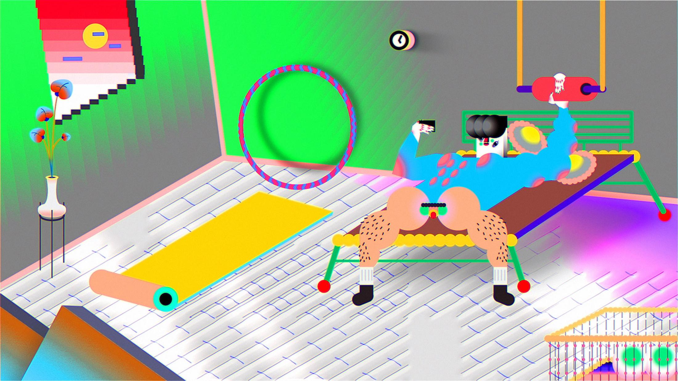 Wong Ping Soloshow «Golden Shower / view on Who’s the daddy, 2017 (still)» at Kunsthalle Basel, 2019 / Courtesy: the artist