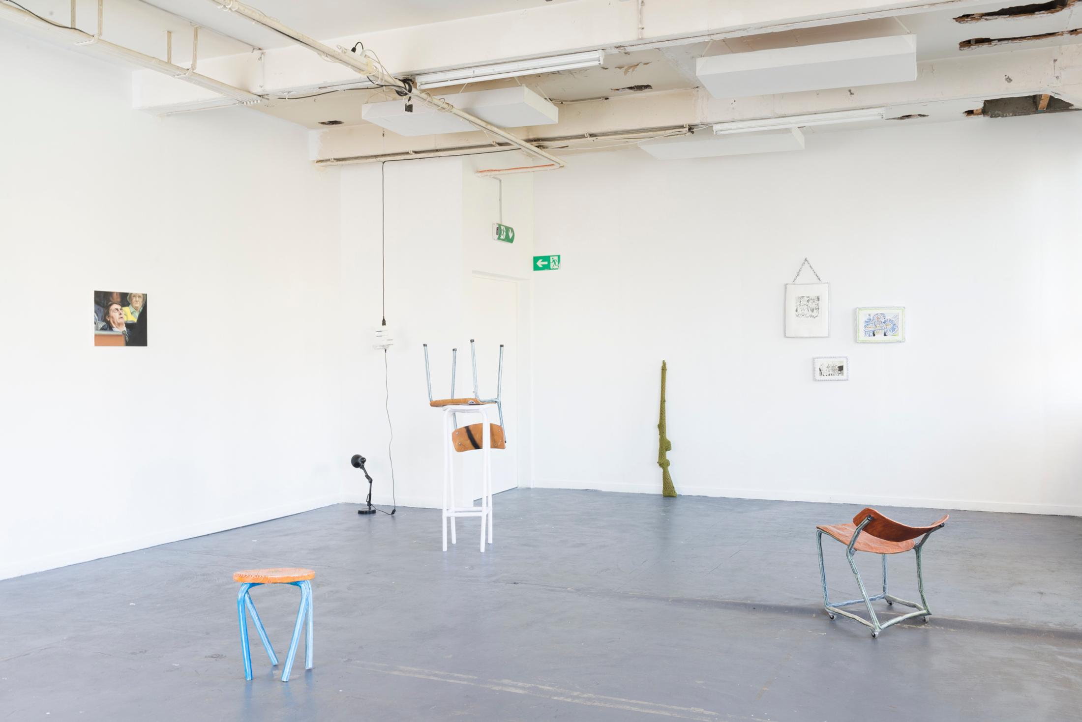 Exhibition View Yvan Alvarez & Paul Hutzli Duo Show «Why do pizza boxes have a square shape?» at Soul2Soul, Ressources Urbaines, Geneva, 2020 / © Yvan Alvarez / Courtesy: the artists