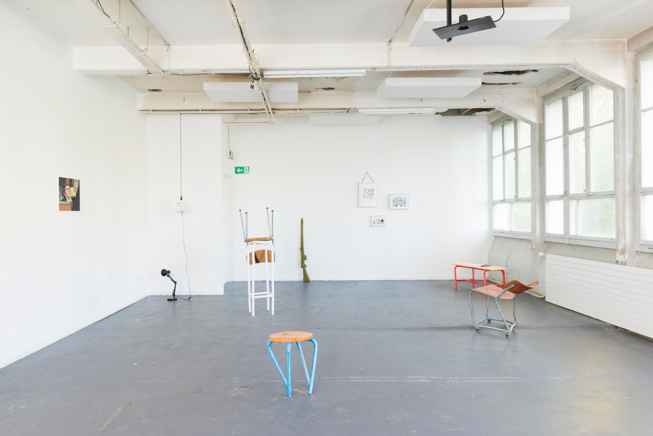 Exhibition View Yvan Alvarez & Paul Hutzli Duo Show «Why do pizza boxes have a square shape?» at Soul2Soul, Ressources Urbaines, Geneva, 2020 / © Yvan Alvarez / Courtesy: the artists