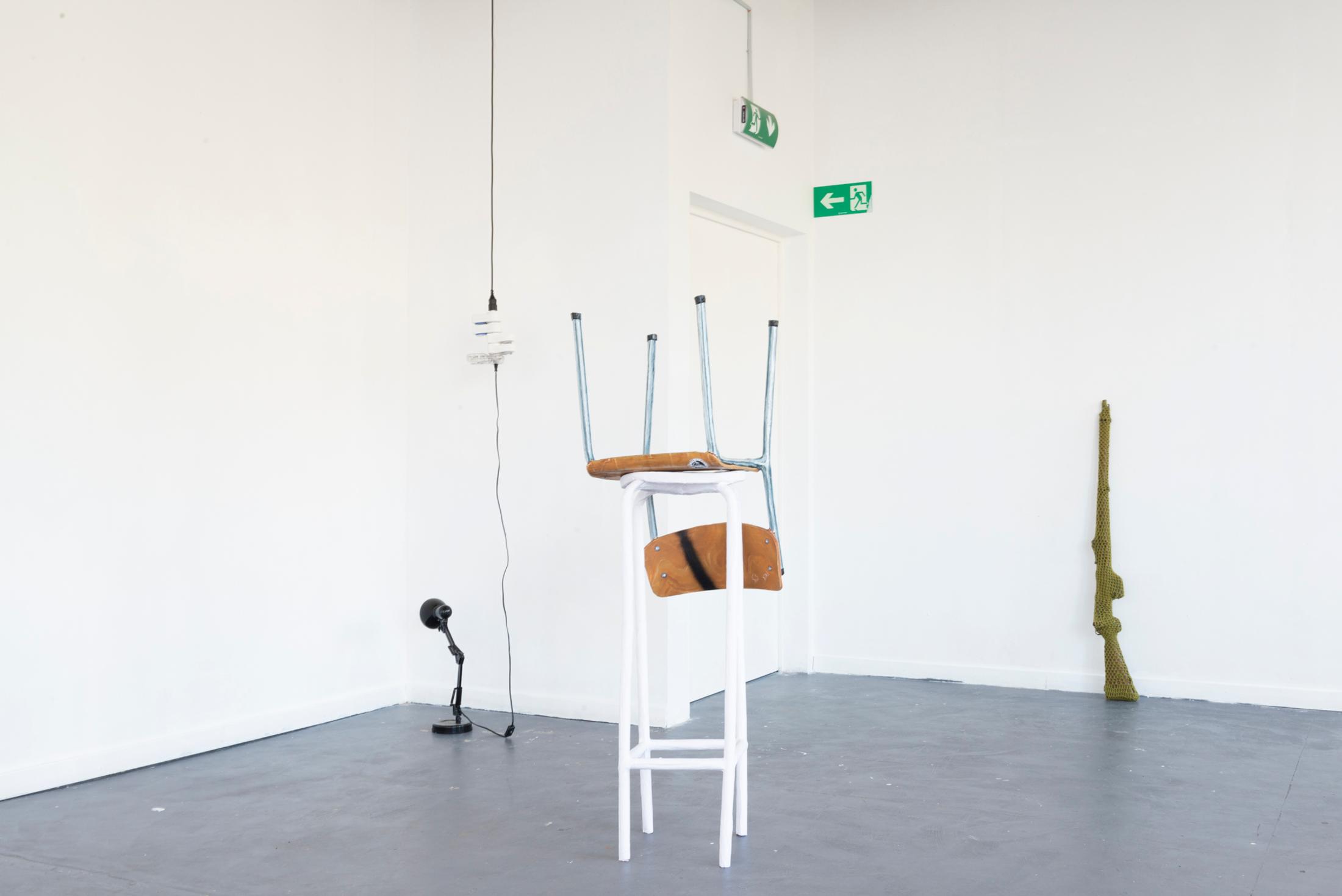 Exhibition View Yvan Alvarez & Paul Hutzli Duo Show «Why do pizza boxes have a square shape?» at Soul2Soul, Ressources Urbaines, Geneva, 2020 / © Yvan Alvarez / Courtesy: the artists