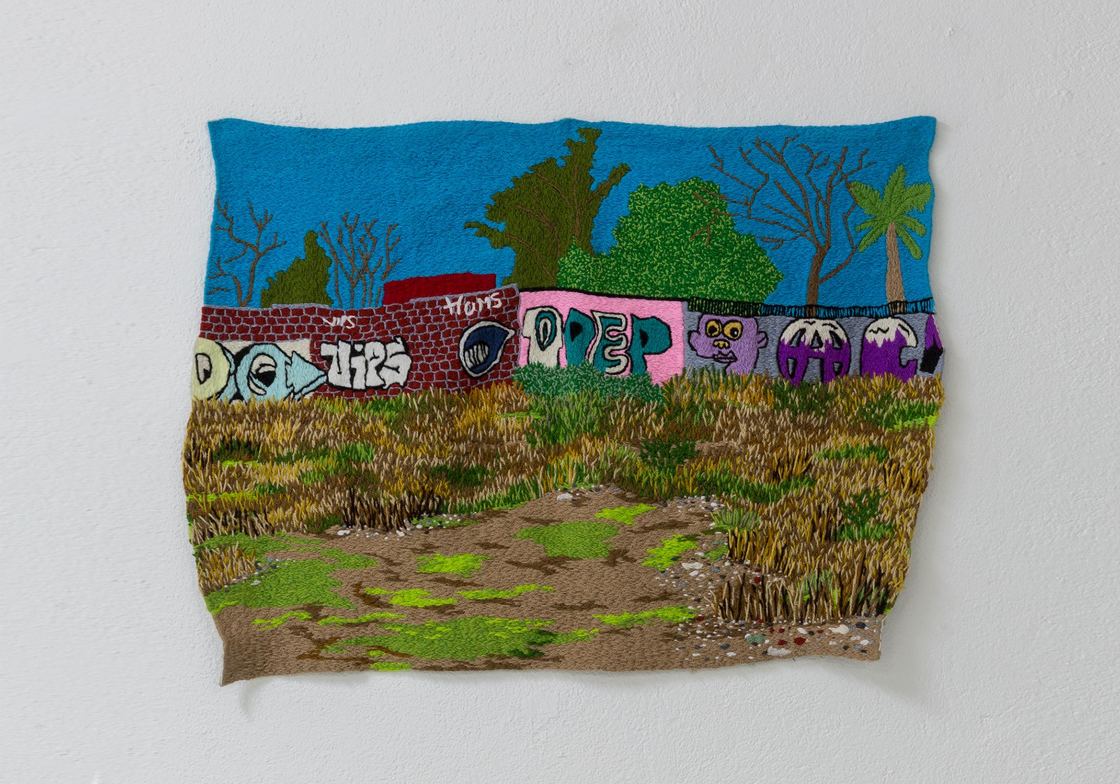 Exhibition View Group Show «Shifting Destinations; view on Claudia Gutérrez Marfull, Poco se gana hilando, pero menos mirando, 2016» at 13 Vitrine hosted by L'Espace du Fond, Lausanne, 2023 / Photo: 13 Vitrine / Courtesy: the artist and 13 Vitrine