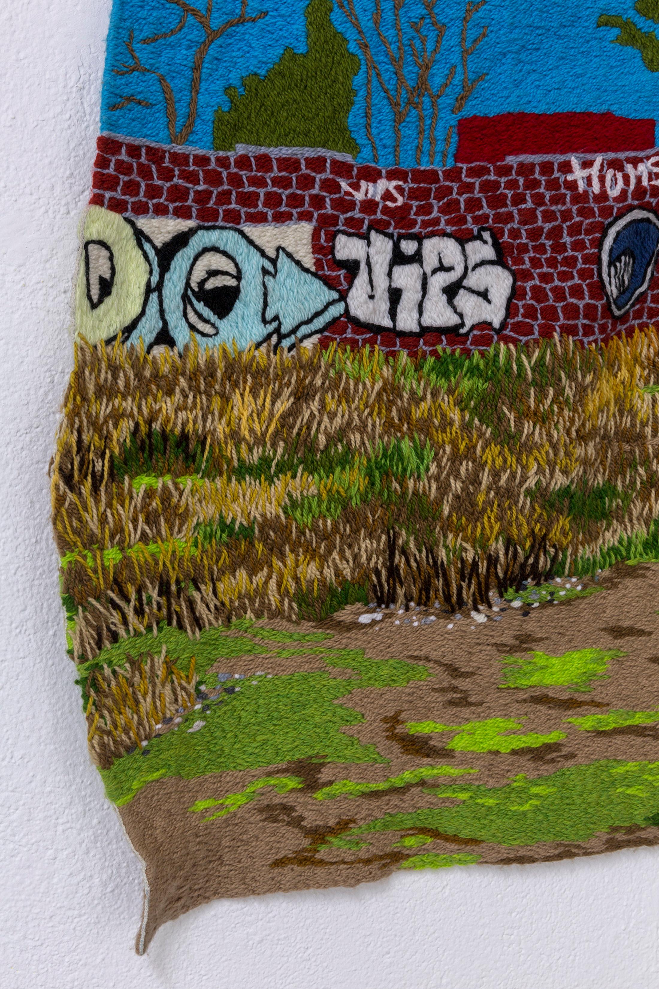 Exhibition View Group Show «Shifting Destinations; view on Claudia Gutérrez Marfull, Poco se gana hilando, pero menos mirando (Detail), 2016» at 13 Vitrine hosted by L'Espace du Fond, Lausanne, 2023 / Photo: 13 Vitrine / Courtesy: the artist and 13 Vitrine