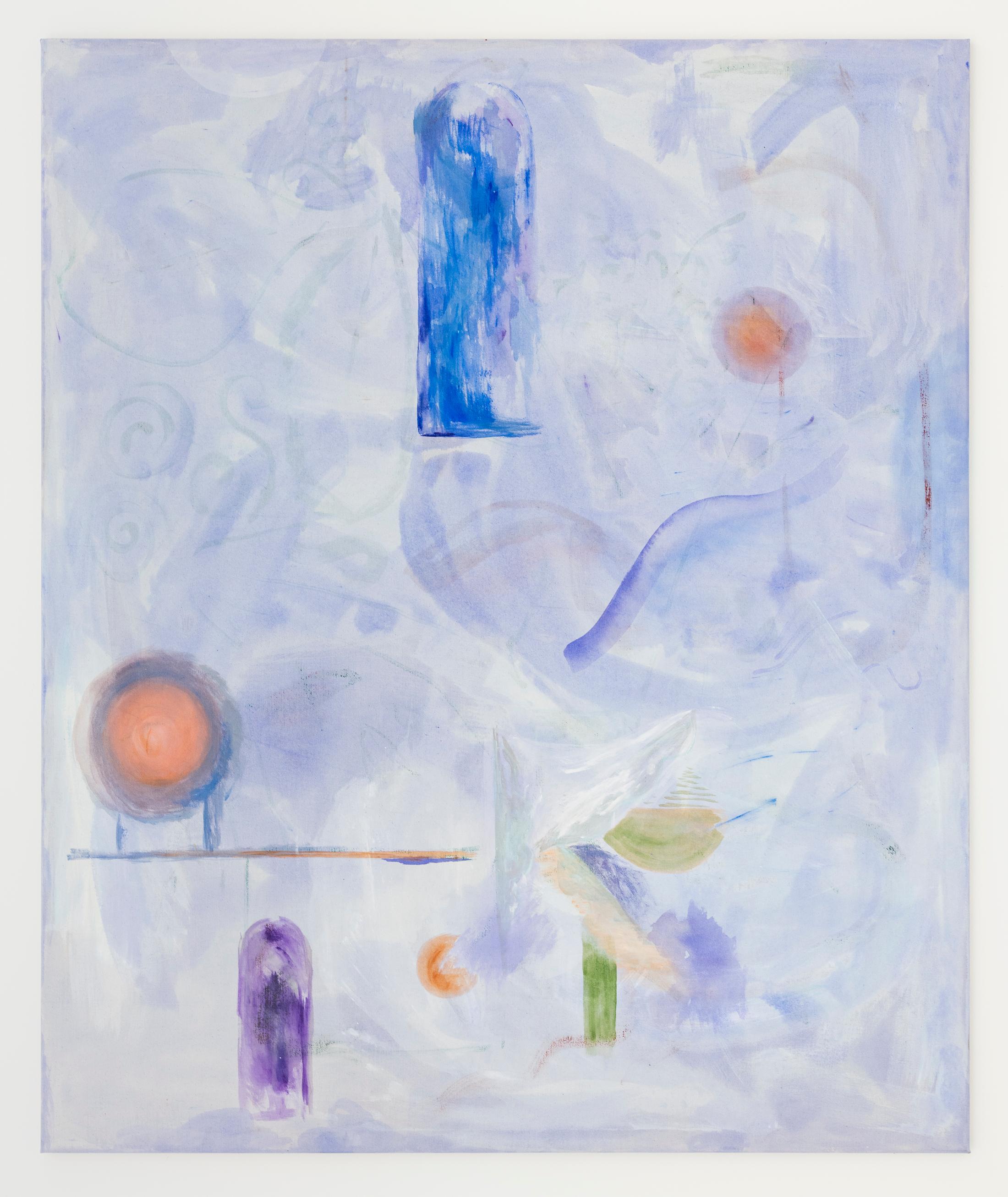 Exhibition View Zoé de Soumagnat Solo Show «The waters doubly sleep; view on Zoé de Soumagnat, Underwater, 180 x 150 cm, Oil and acrylic on canvas, 2022» at A. Romy Gallery, Zurich, 2022 / Photo: Philip Frowein / Courtesy: the artist and A. Romy Gallery