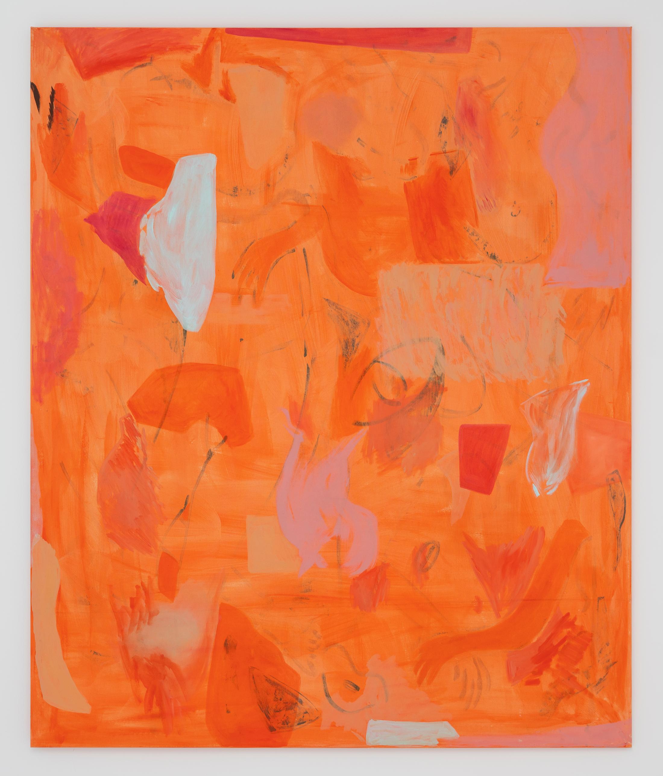 Exhibition View Zoé de Soumagnat Solo Show «The waters doubly sleep; view on Zoé de Soumagnat, Bathing, 180 x 150 cm, Oil and acrylic on canvas, 2022» at A. Romy Gallery, Zurich, 2022 / Photo: Philip Frowein / Courtesy: the artist and A. Romy Gallery