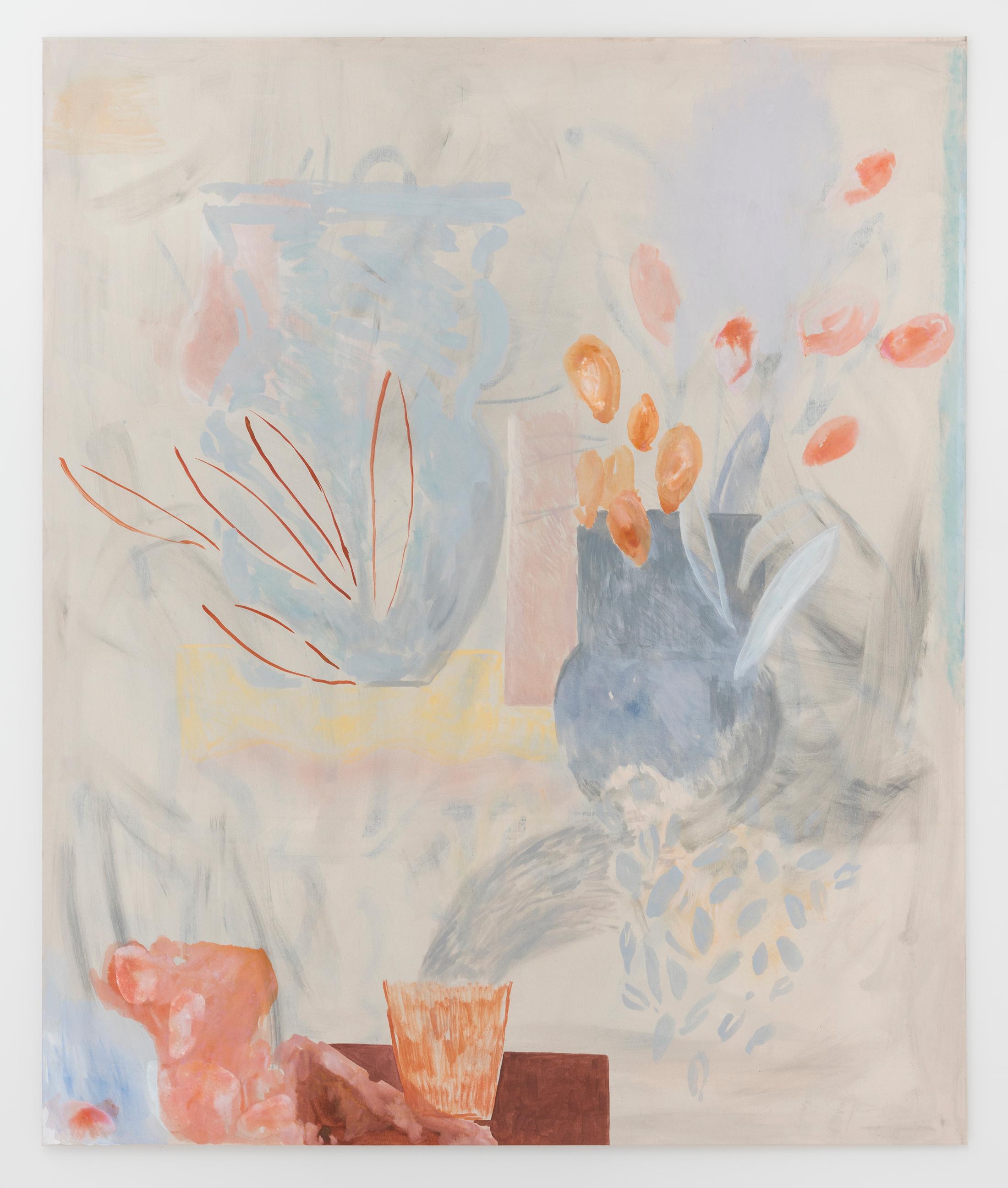 Exhibition View Zoé de Soumagnat Solo Show «The waters doubly sleep; view on Zoé de Soumagnat, Spray, 180 x 150 cm, Oil and acrylic on canvas, 2022» at A. Romy Gallery, Zurich, 2022 / Photo: Philip Frowein / Courtesy: the artist and A. Romy Gallery