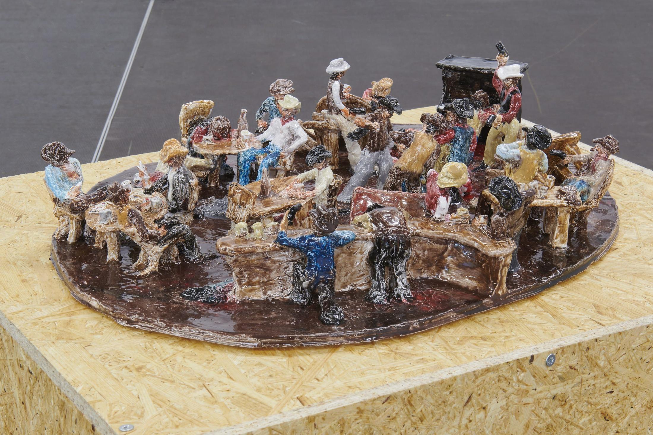 Exhibition View Group Show «A Beautiful Life; view on Stefania Carlotti, Saturday Satan, Sunday Saint, 2021» at WallStreet, Fribourg, 2021 / Photo: Guillaume Python / Courtesy: the artist and WallStreet