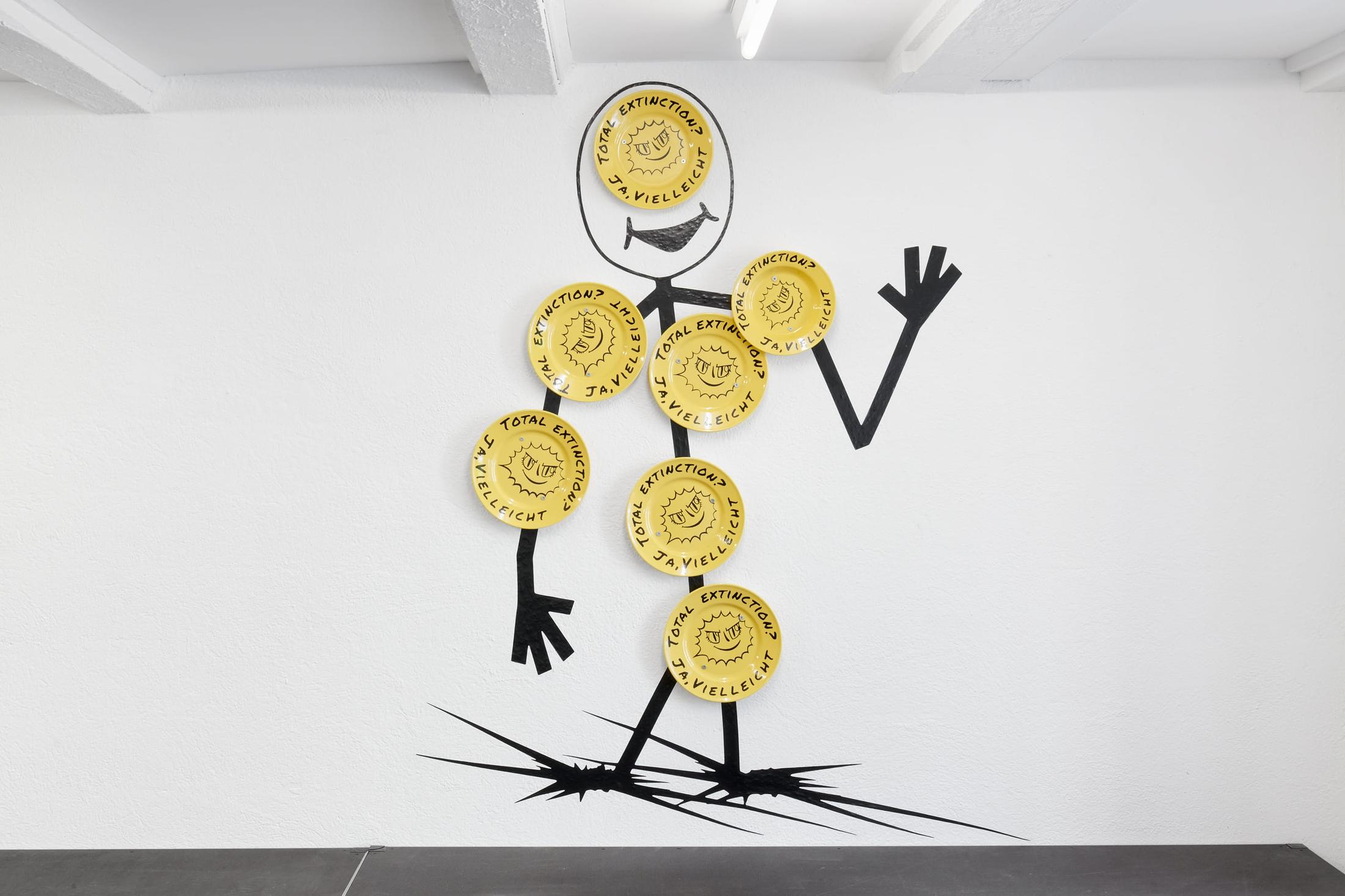 Exhibition View Group Show «A Beautiful Life; view on Caterina De Nicola, Total extinction ? Ja, vielleicht, 2021» at WallStreet, Fribourg, 2021 / Photo: Guillaume Python / Courtesy: the artist and WallStreet