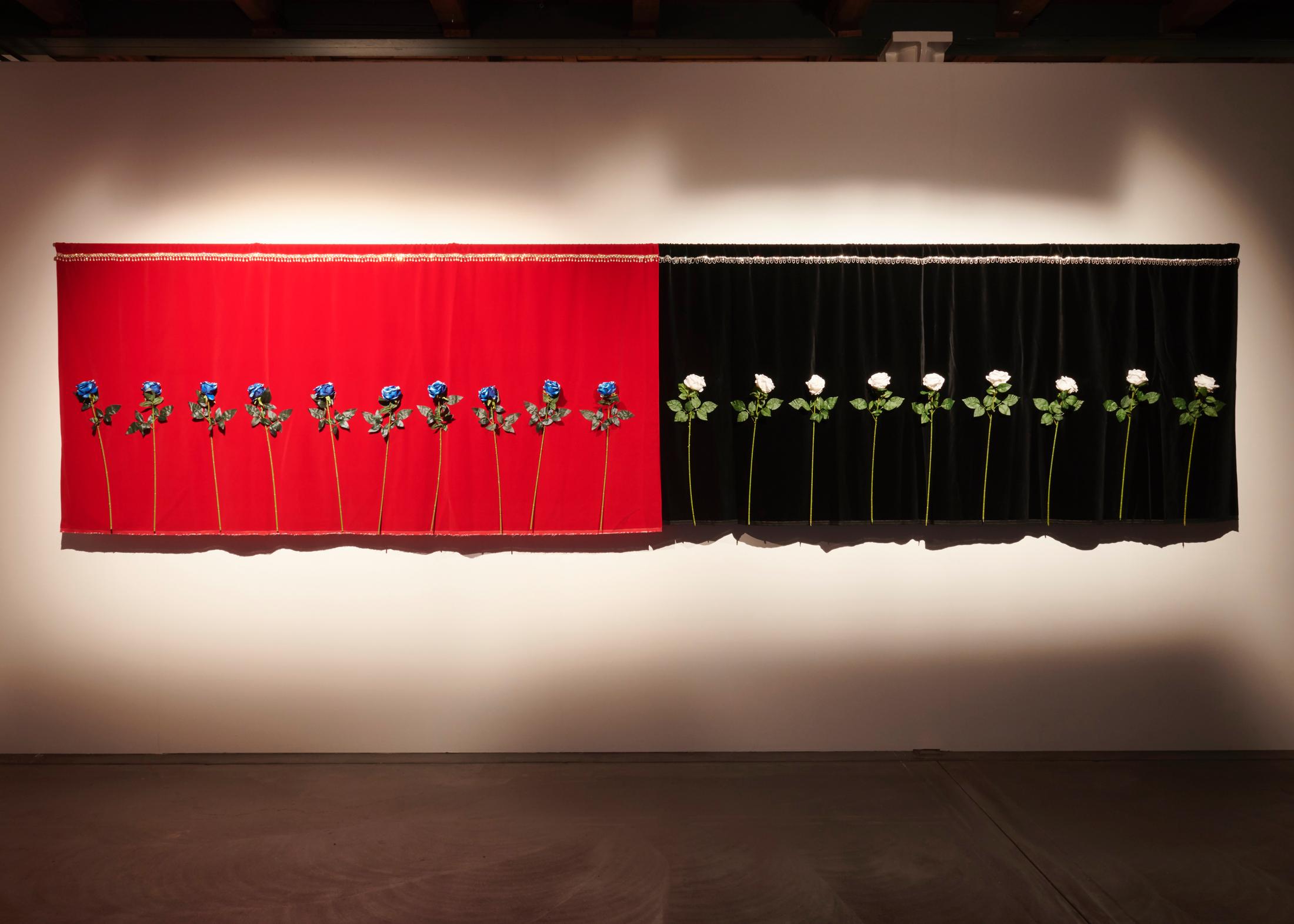 Exhibition View Groupshow «A Home is not a House; view on Sitara Abuzar Ghaznawi, Untitled (Curtain), Excerpt, 2019 (2018)» at Fri Art, Fribourg, 2019 / Courtesy: the artists and Fri Art