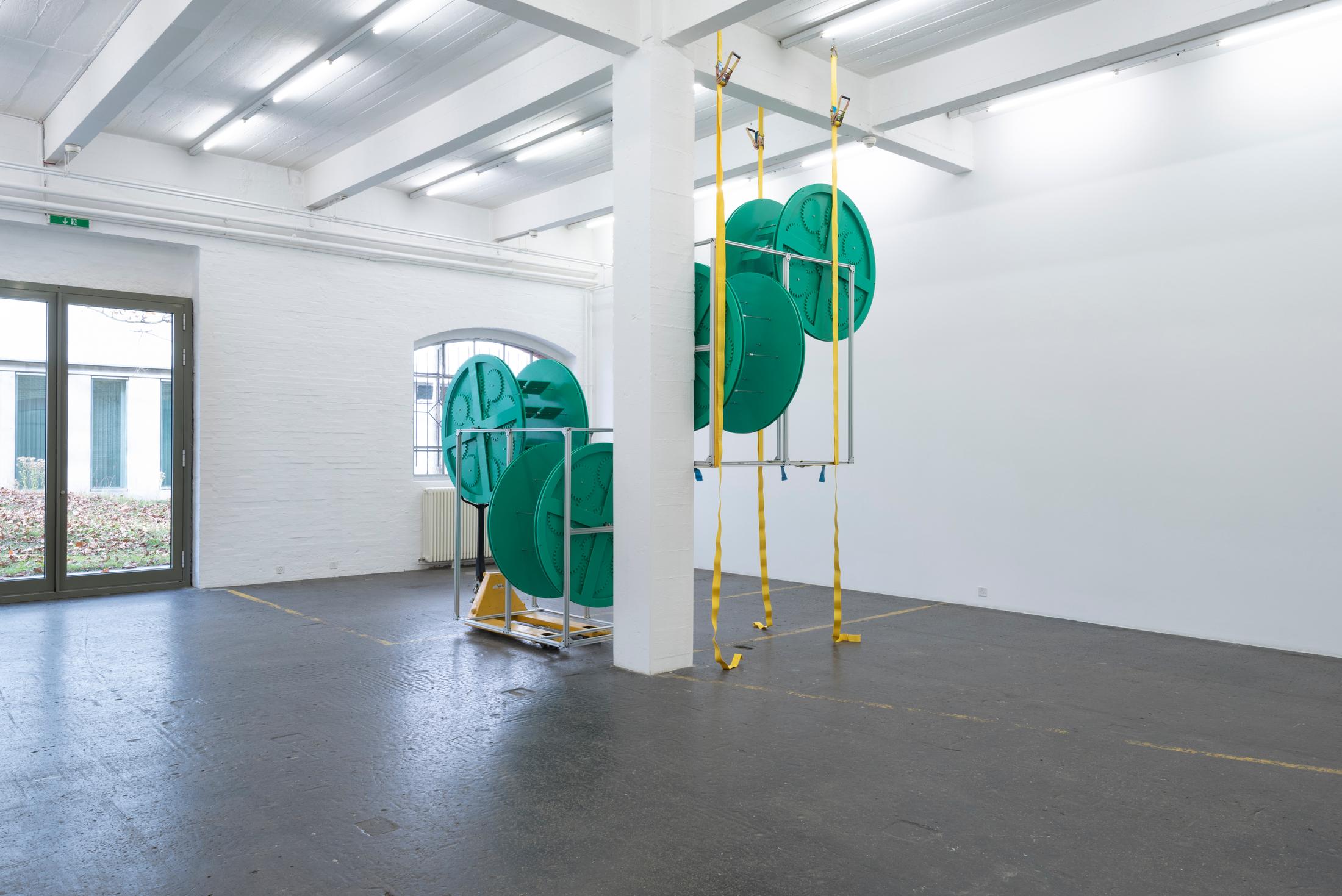 Exhibition View Aaron Flint Jamison Soloshow «Opportunity Zones; view on Opportunity Zone, 2019» at Kunst Halle Sankt Gallen, St. Gallen, 2019 / Photo: Sebastian Schaub / Courtesy: the artist and Kunst Halle Sankt Gallen