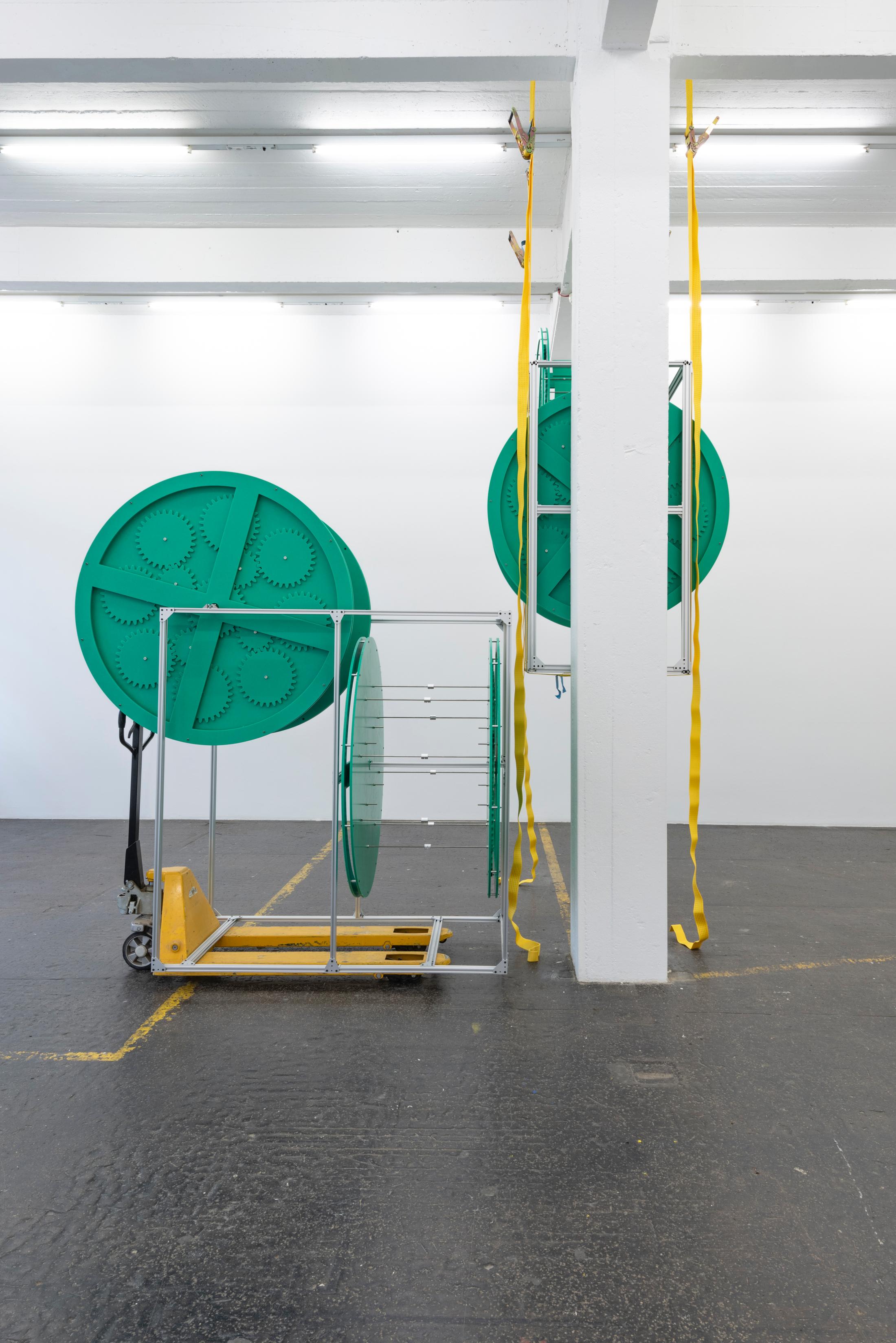 Exhibition View Aaron Flint Jamison Soloshow «Opportunity Zones; view on Opportunity Zone, 2019» at Kunst Halle Sankt Gallen, St. Gallen, 2019 / Photo: Sebastian Schaub / Courtesy: the artist and Kunst Halle Sankt Gallen