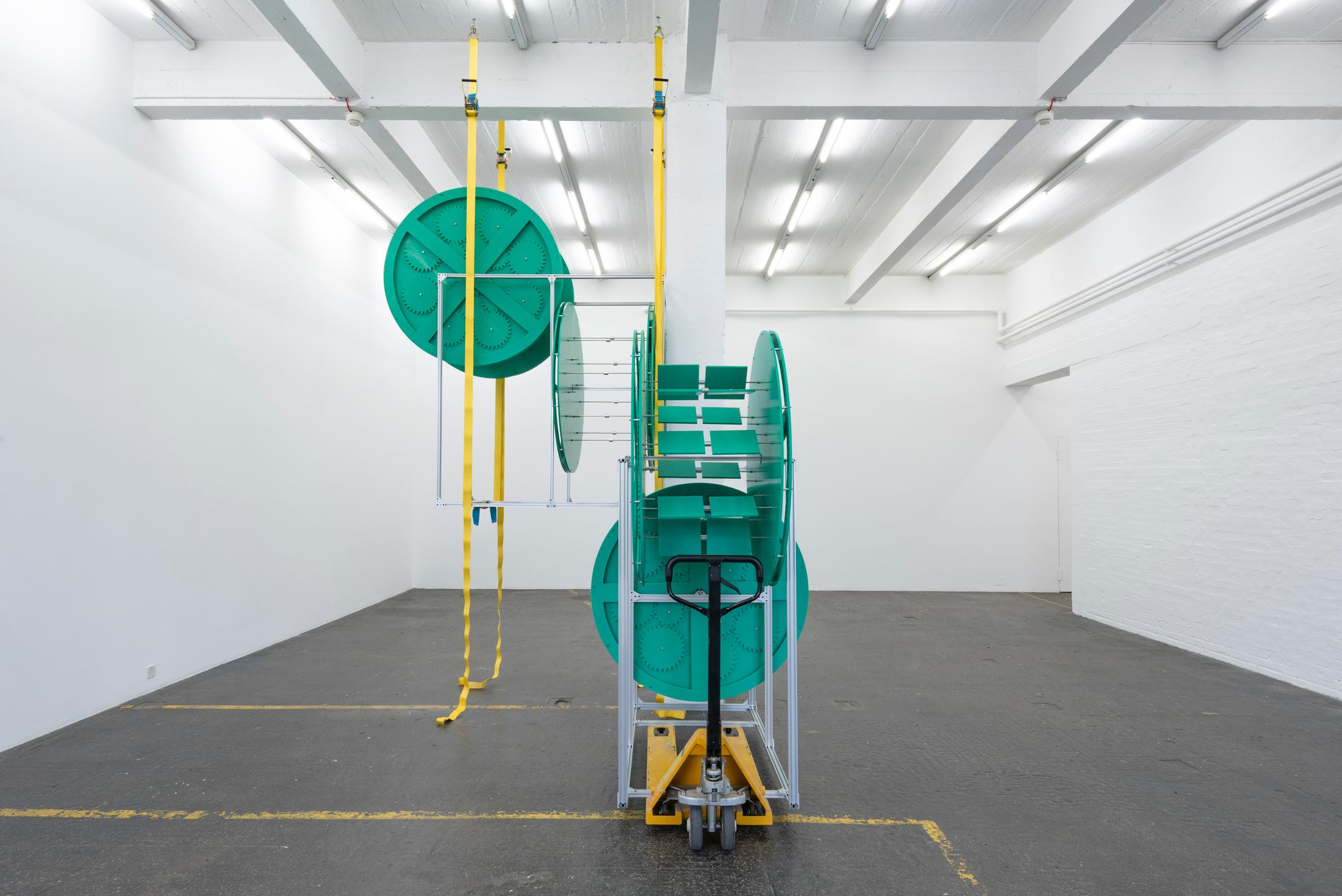 Exhibition View Aaron Flint Jamison Soloshow «Opportunity Zones; view on Opportunity Zone, 2019» at Kunst Halle Sankt Gallen, St. Gallen, 2019 / Photo: Sebastian Schaub / Courtesy: the artist and Kunst Halle Sankt Gallen