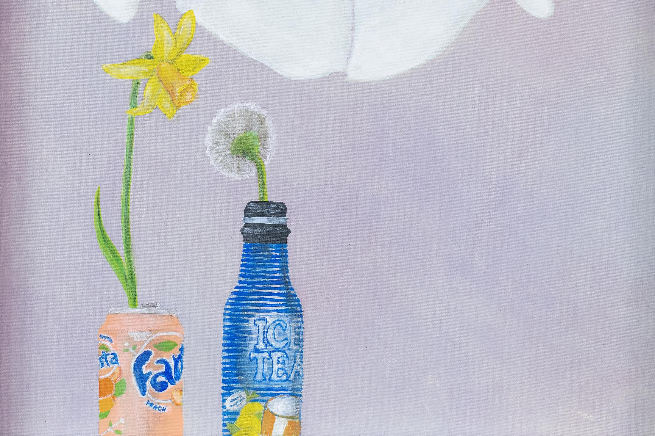 Exhibition View Adam Cruces Solo Show «Eavesdropping; view on Adam Cruces, Flowers and Fruits (Detail), 2022, Wood, paint, hardware, canvas, 90 x 120 cm open, 90 x 60 cm closed» at Blue Velvet Projects, Zurich, 2022 / Photo: Flavio Karrer / Courtesy: the artist and Blue Velvet Projects