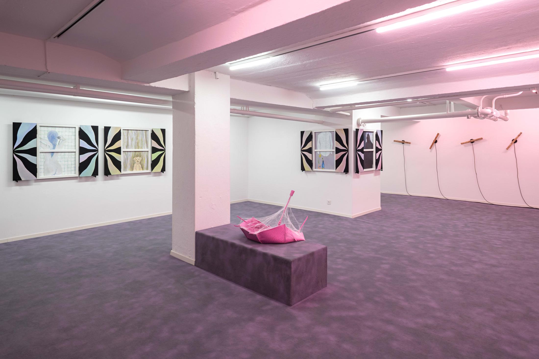 Exhibition View Adam Cruces Solo Show «Eavesdropping» at Blue Velvet Projects, Zurich, 2022 / Photo: Flavio Karrer / Courtesy: the artist and Blue Velvet Projects