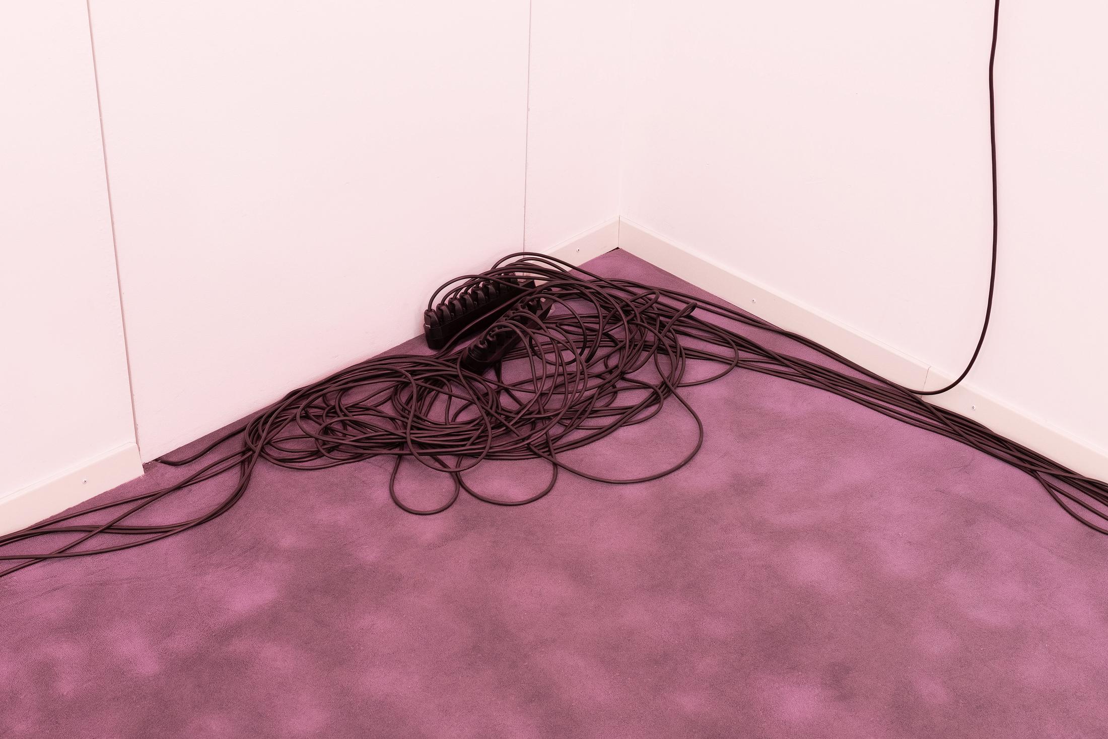 Exhibition View Adam Cruces Solo Show «Eavesdropping; view on Adam Cruces, Fountain (Detail), 2022, Dried cactus, rotating motor, 50 x 11 x 10 cm» at Blue Velvet Projects, Zurich, 2022 / Photo: Flavio Karrer / Courtesy: the artist and Blue Velvet Projects