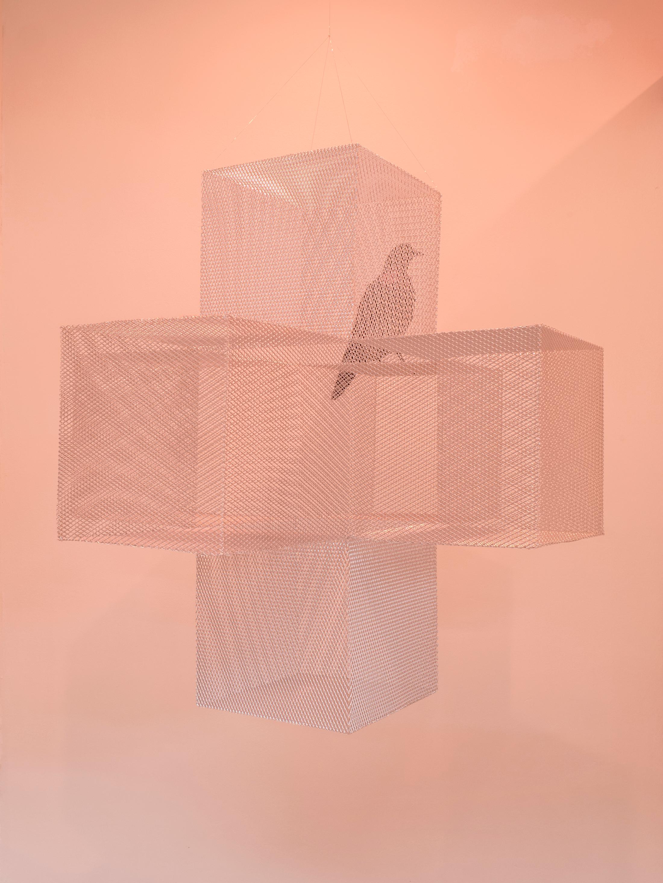 Exhibition View Adam Cruces Solo Show «When the Dust Settles; view on Adam Cruces, Pigeon on a cross, 2021» at Rindermarkt 23, 2021 / Photo and Courtesy: the artist and Rindermarkt 23