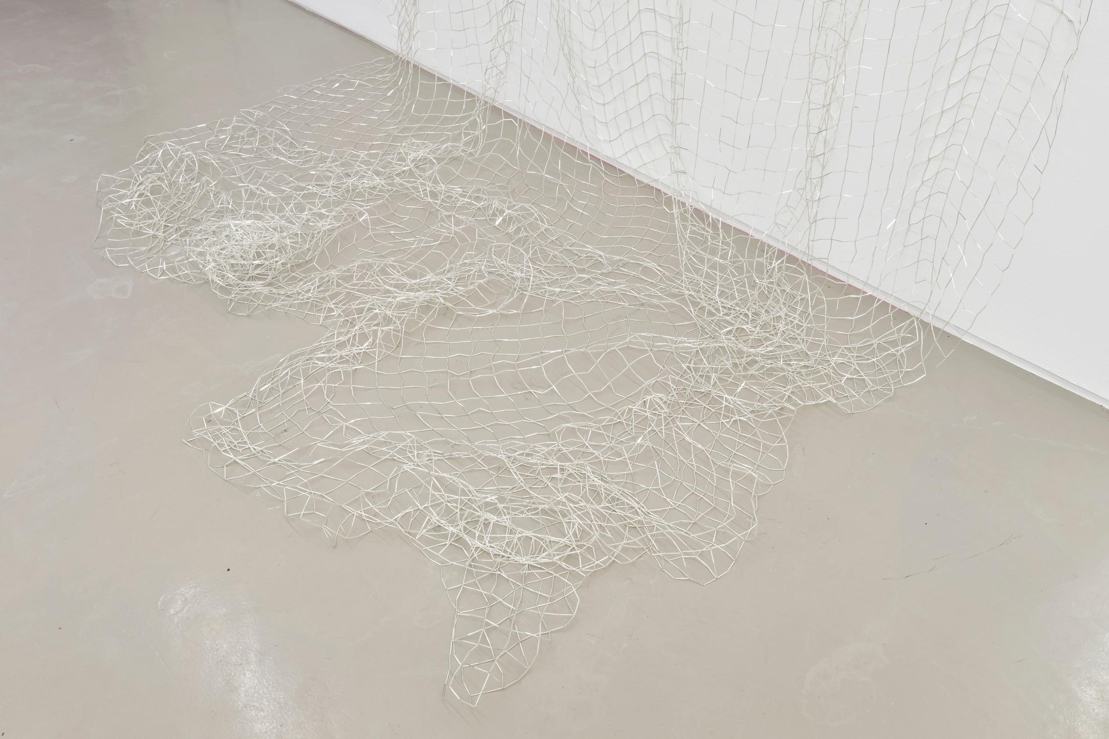 Exhibition View Group Show «Affinitäten; view on Fransziska Furter, Wavelans / Jharjhar (Detail), 2019/20» at Galerie Mark Müller, Zurich, 2022 / Photo: Conradin Frei / Courtesy: the artists and Galerie Mark Müller