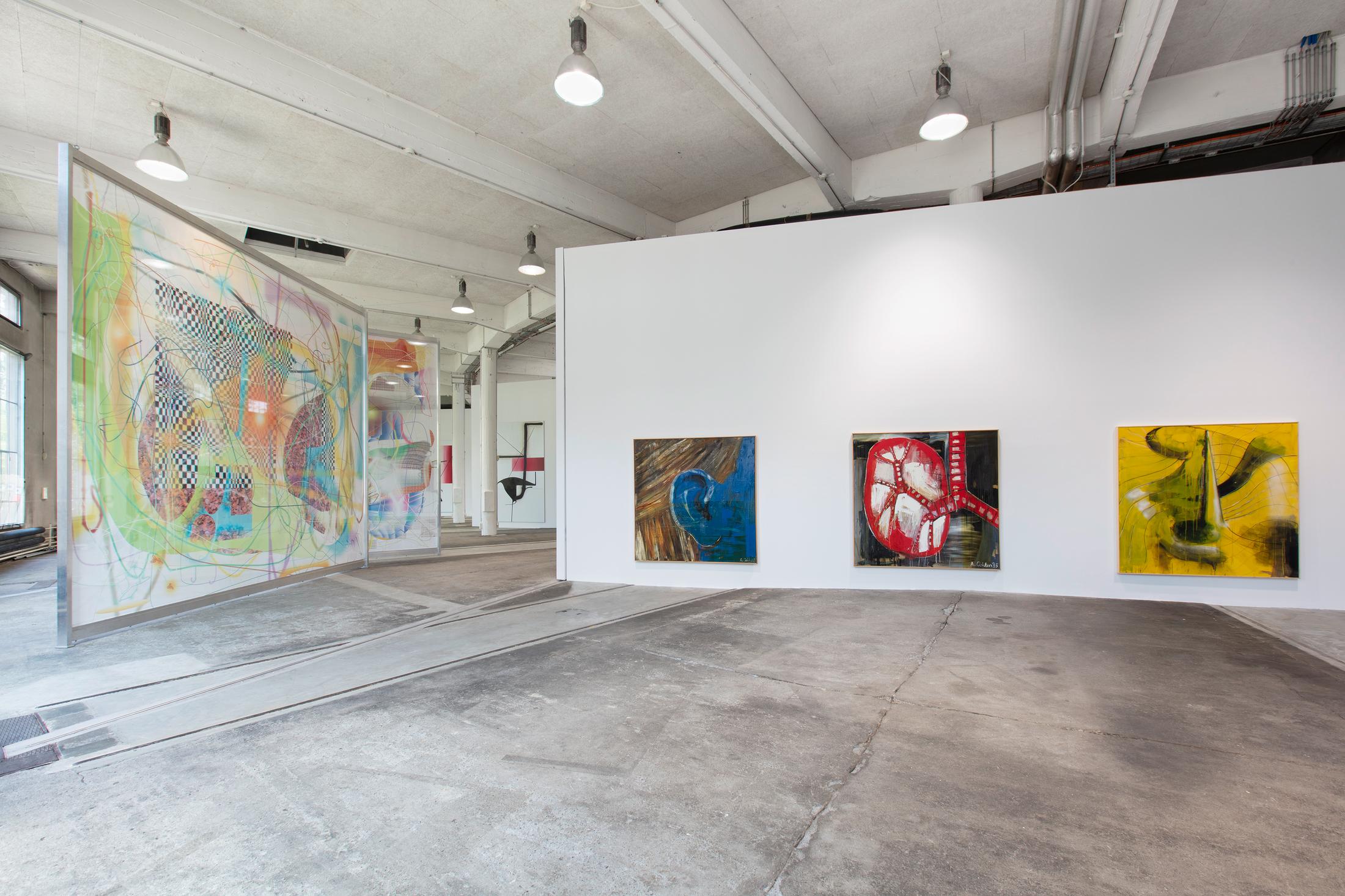 Exhibition View Albert Oehlen Soloshow «unfinished» at Lokremise, St. Gallen by Kunstmuseum St. Gallen / Photo: Stefan Rohner / Courtesy: the artist