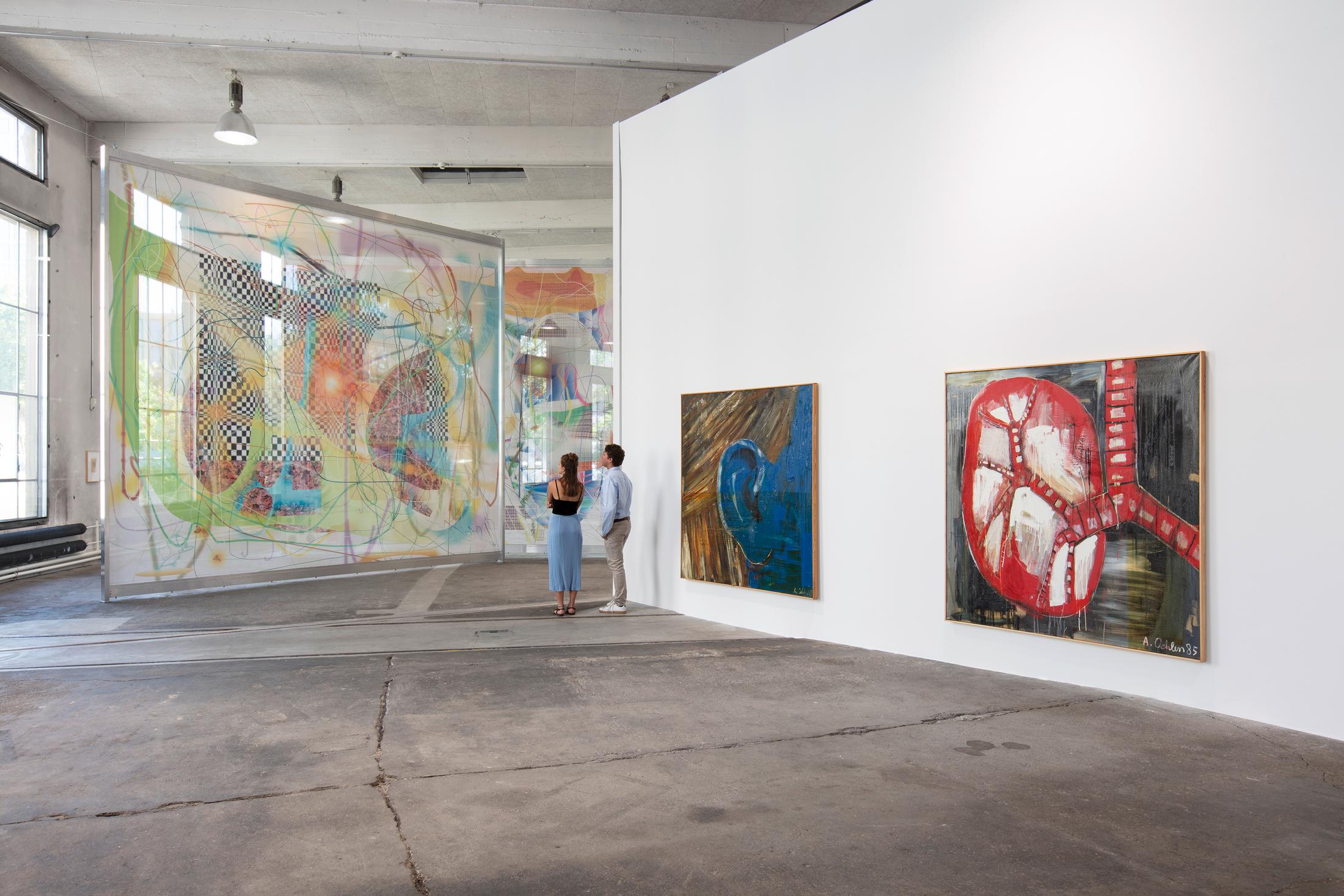 Exhibition View Albert Oehlen Soloshow «unfinished» at Lokremise, St. Gallen by Kunstmuseum St. Gallen / Photo: Stefan Rohner / Courtesy: the artist