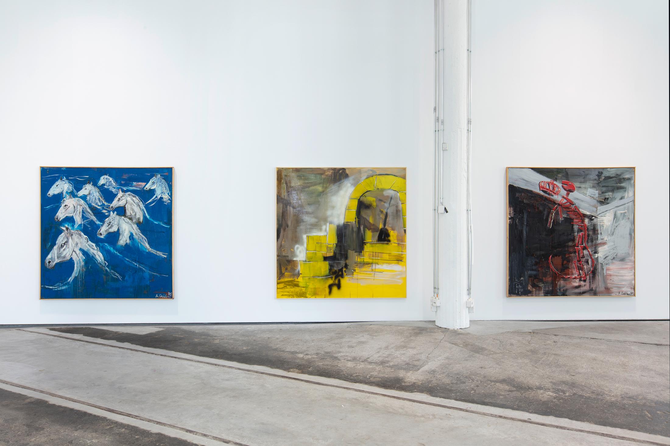 Exhibition View Albert Oehlen Soloshow «unfinished» at Lokremise, St. Gallen by Kunstmuseum St. Gallen / Photo: Stefan Rohner / Courtesy: the artist