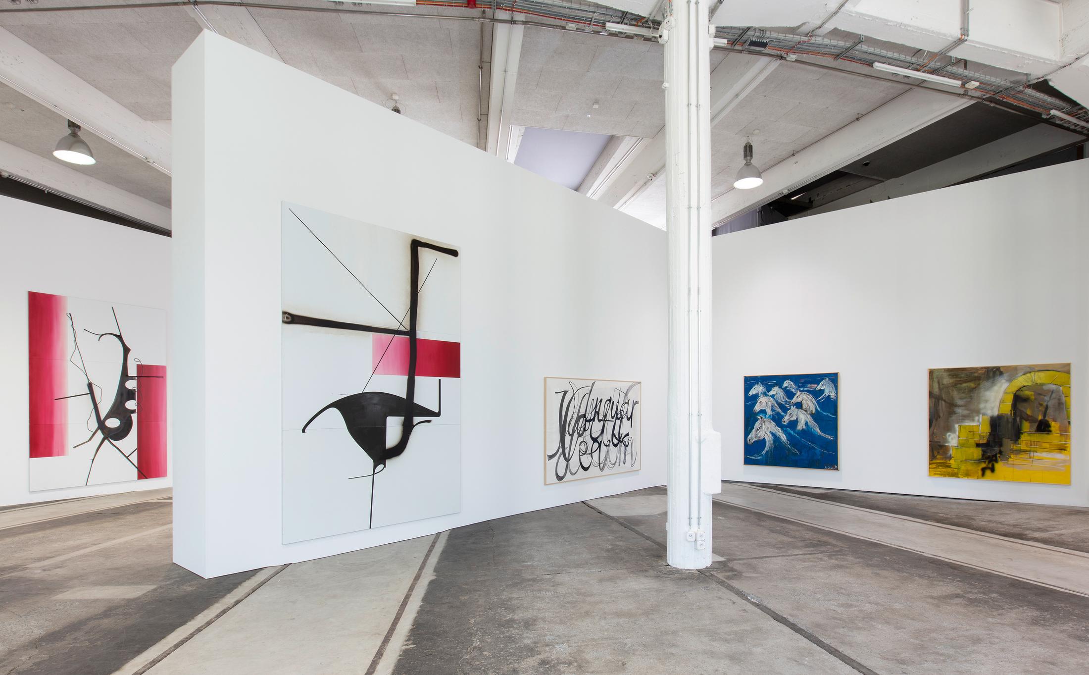 Exhibition View Albert Oehlen Soloshow «unfinished» at Lokremise, St. Gallen by Kunstmuseum St. Gallen / Photo: Stefan Rohner / Courtesy: the artist