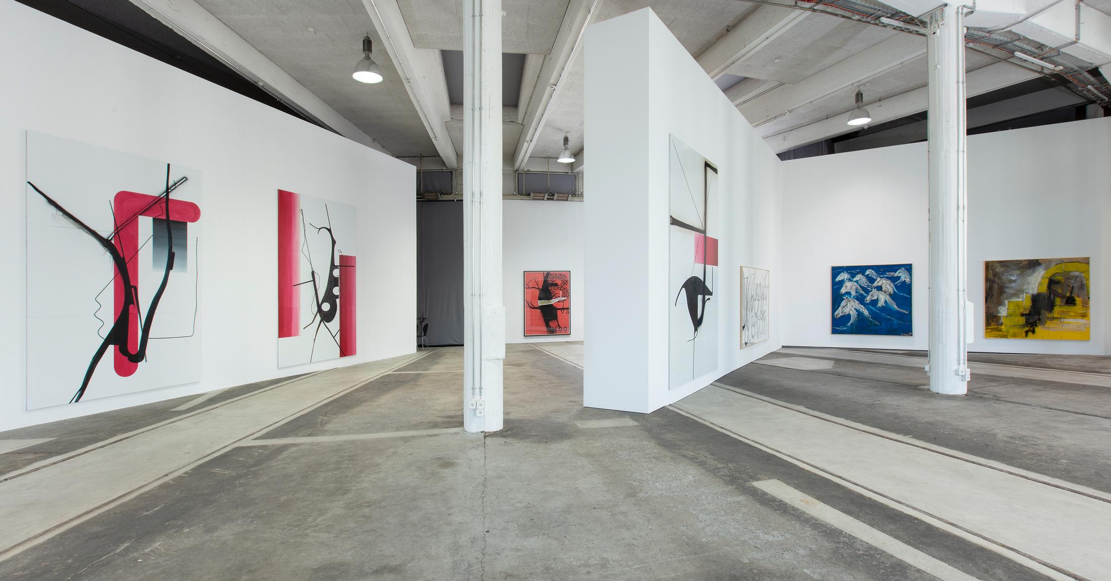 Exhibition View Albert Oehlen Soloshow «unfinished» at Lokremise, St. Gallen by Kunstmuseum St. Gallen / Photo: Stefan Rohner / Courtesy: the artist