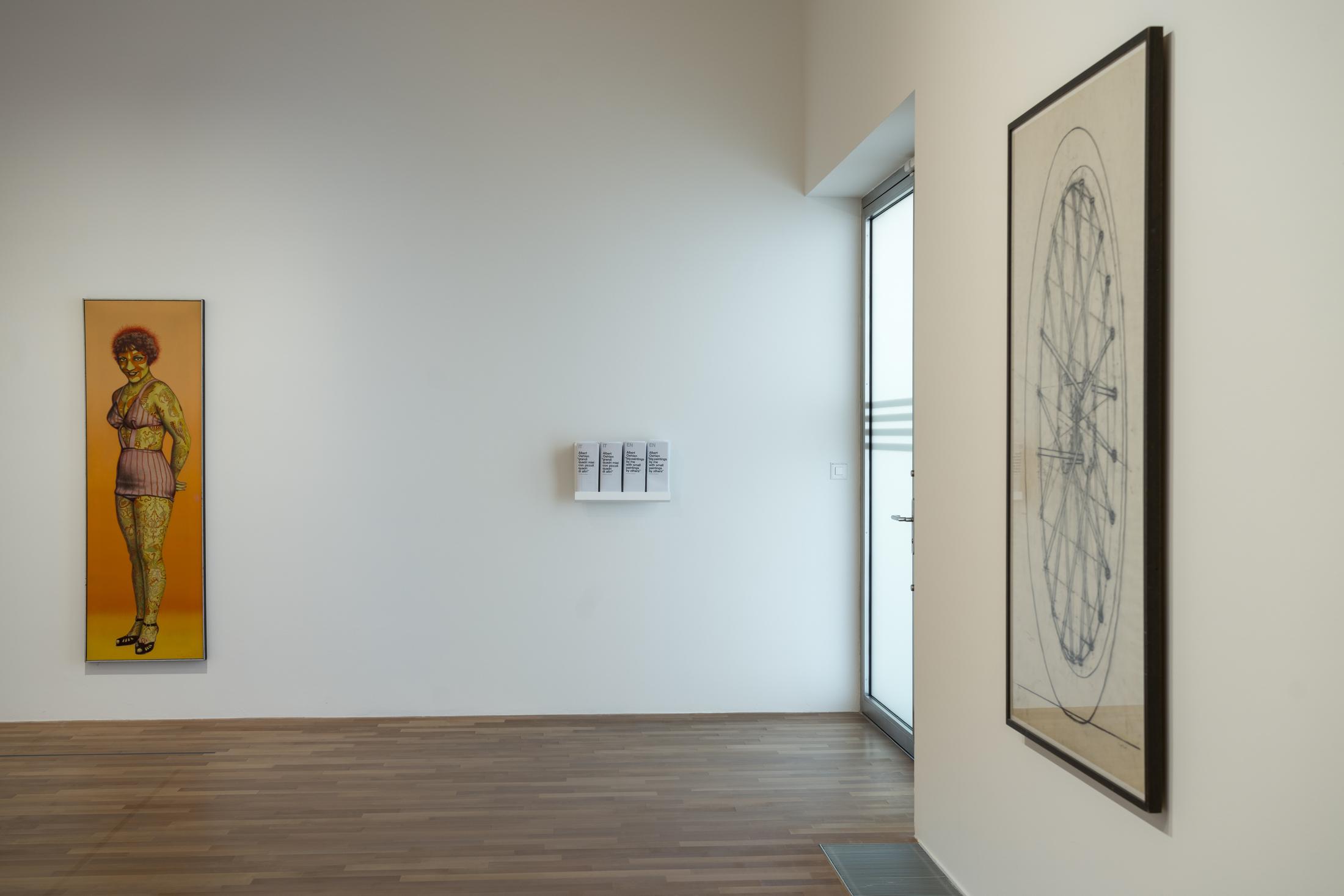 Exhibition View Albert Oehlen Solo Show «big paintings by me with small paintings by others» at MASI Lugano, 2021-2022 / Photo: Studio Pagi / Courtesy: the artist and MASI Lugano