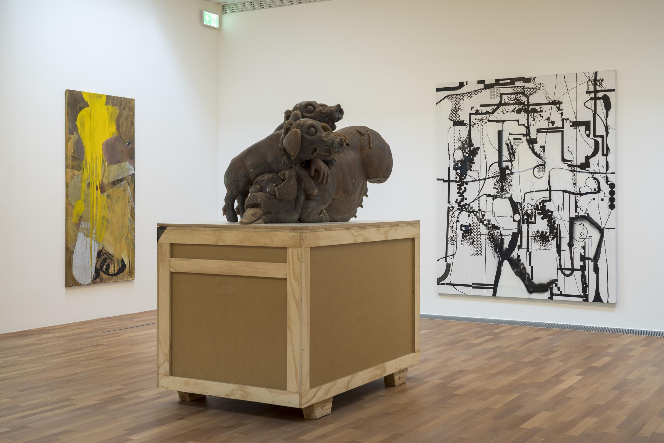 Exhibition View Albert Oehlen Solo Show «big paintings by me with small paintings by others» at MASI Lugano, 2021-2022 / Photo: Studio Pagi / Courtesy: the artist and MASI Lugano