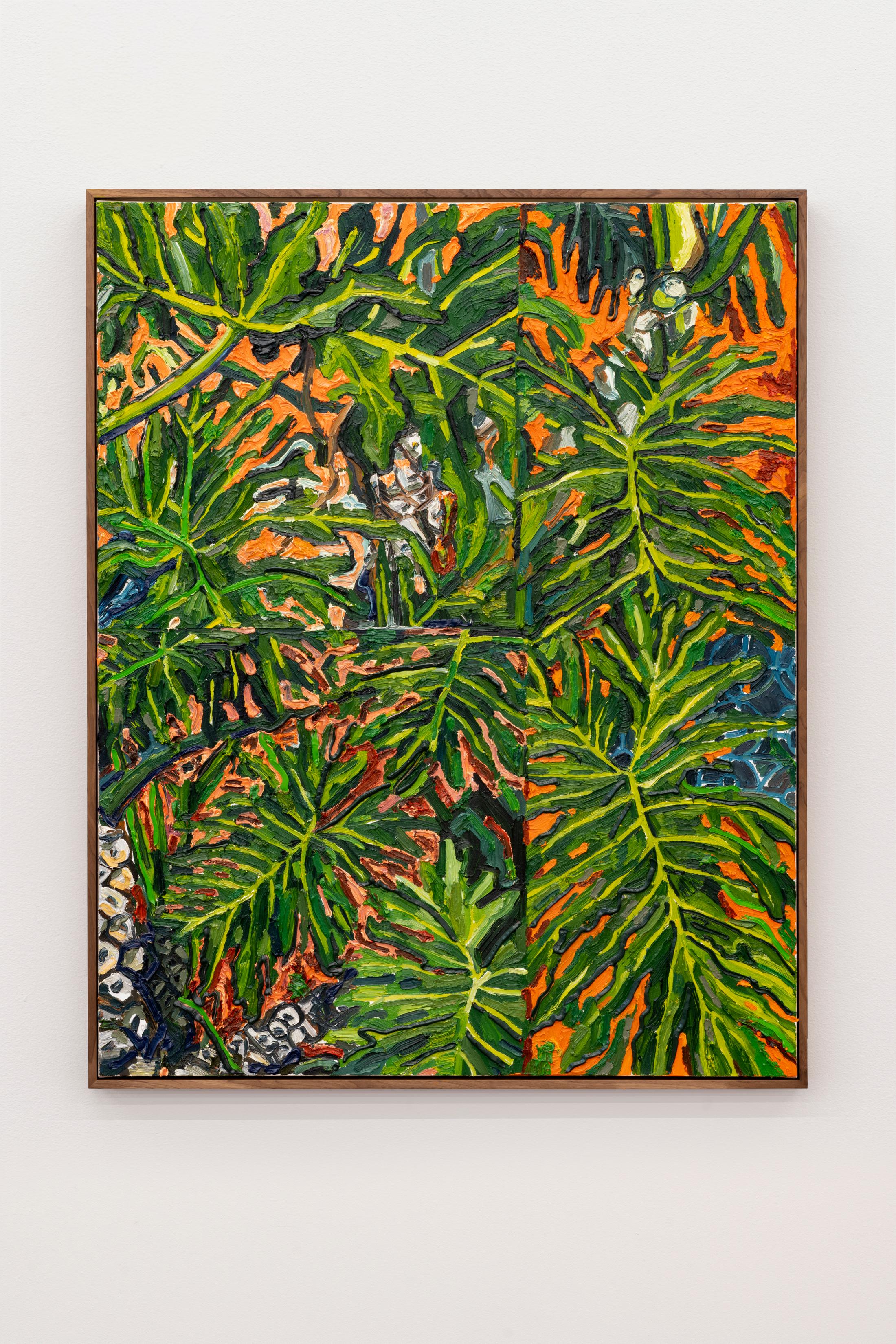 Exhibition View Alex Becerra Solo Show «Pleasure Paintings; view on Alex Becerra, Untitled, 2022, Oil on Canvas, 153 x 122 cm» at Karma International, Zurich, 2022-2023 / Photo: Annik Wetter / Courtesy: the artist and Karma International