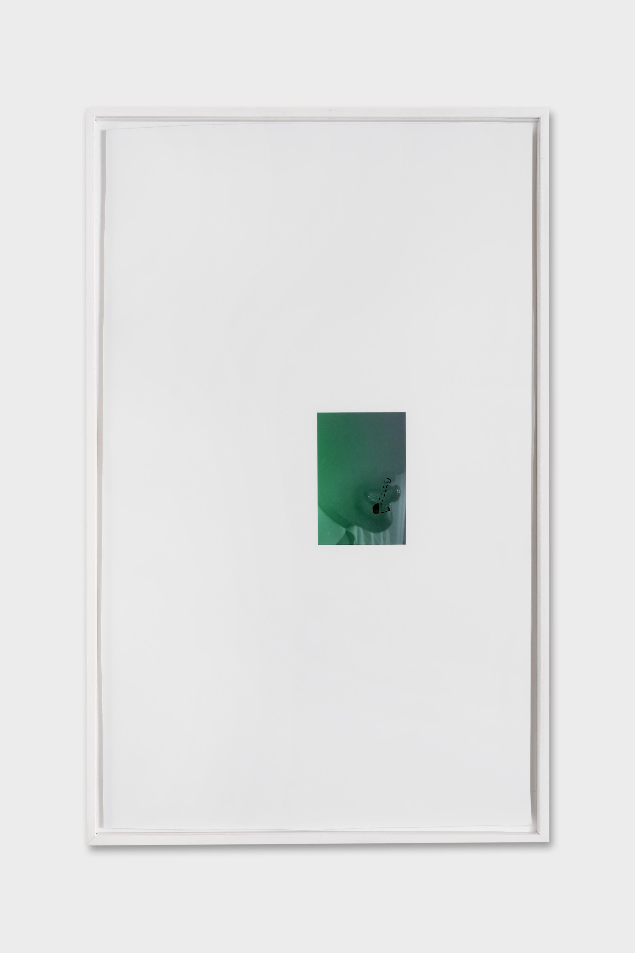 Exhibition View Alfredo Aceto Solo Show «My Italian is a Little Rusty; view on Alfredo Aceto, Magma I, 2021, Inkjet print, ink, salicylic acid, rhubarb, artist frame, 61, 5 x 38,5 cm, unique» at Galerie Lange + Pult, Auvernier, 2021 / Photo: Julien Gremaud / Courtesy: the artist and Lange + Pult