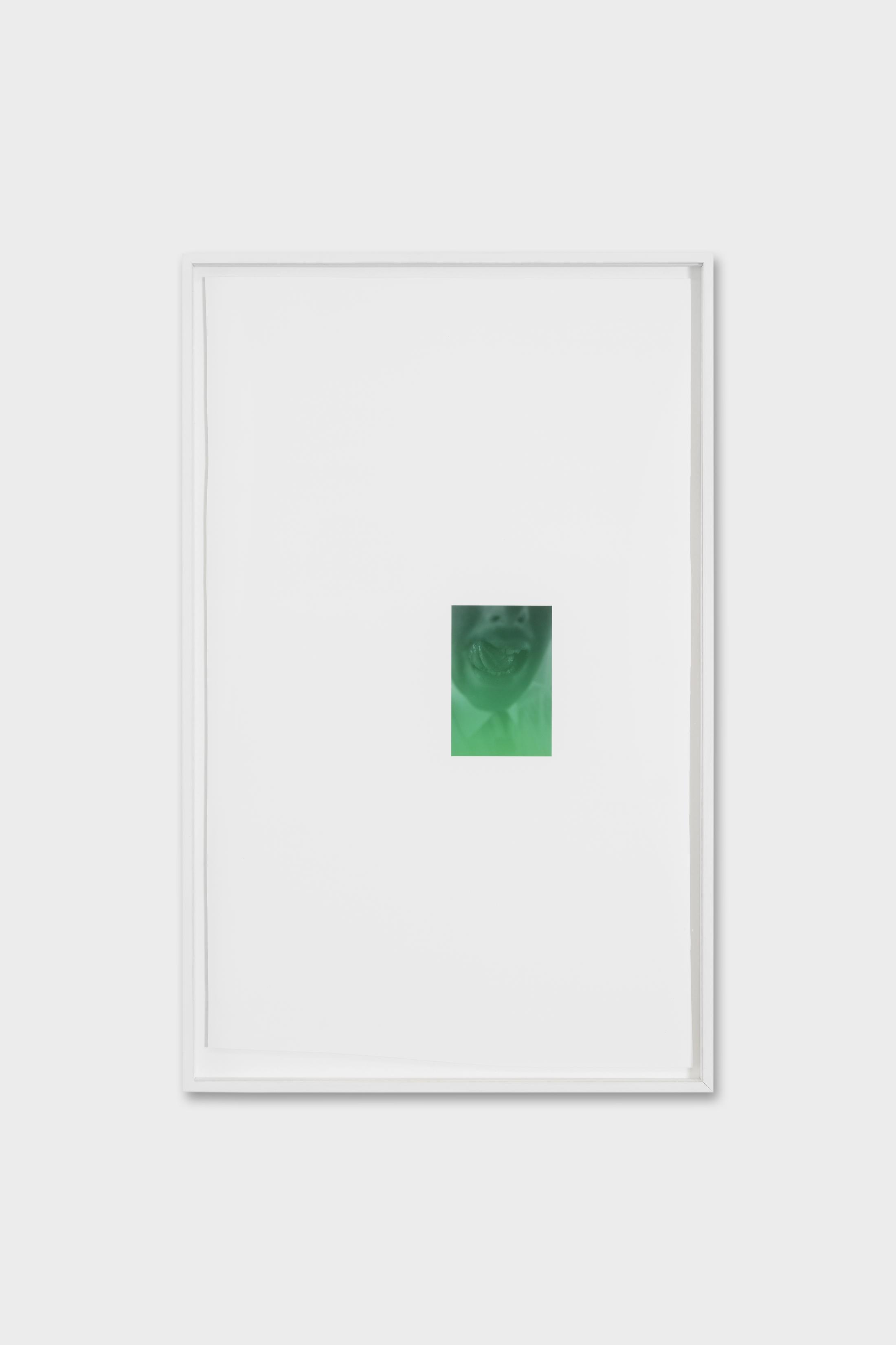 Exhibition View Alfredo Aceto Solo Show «My Italian is a Little Rusty; view on Alfredo Aceto, Magma II, 2021, Inkjet print, ink, salicylic acid, rhubarb, artist frame, 61, 5 x 38,5 cm, unique» at Galerie Lange + Pult, Auvernier, 2021 / Photo: Julien Gremaud / Courtesy: the artist and Lange + Pult