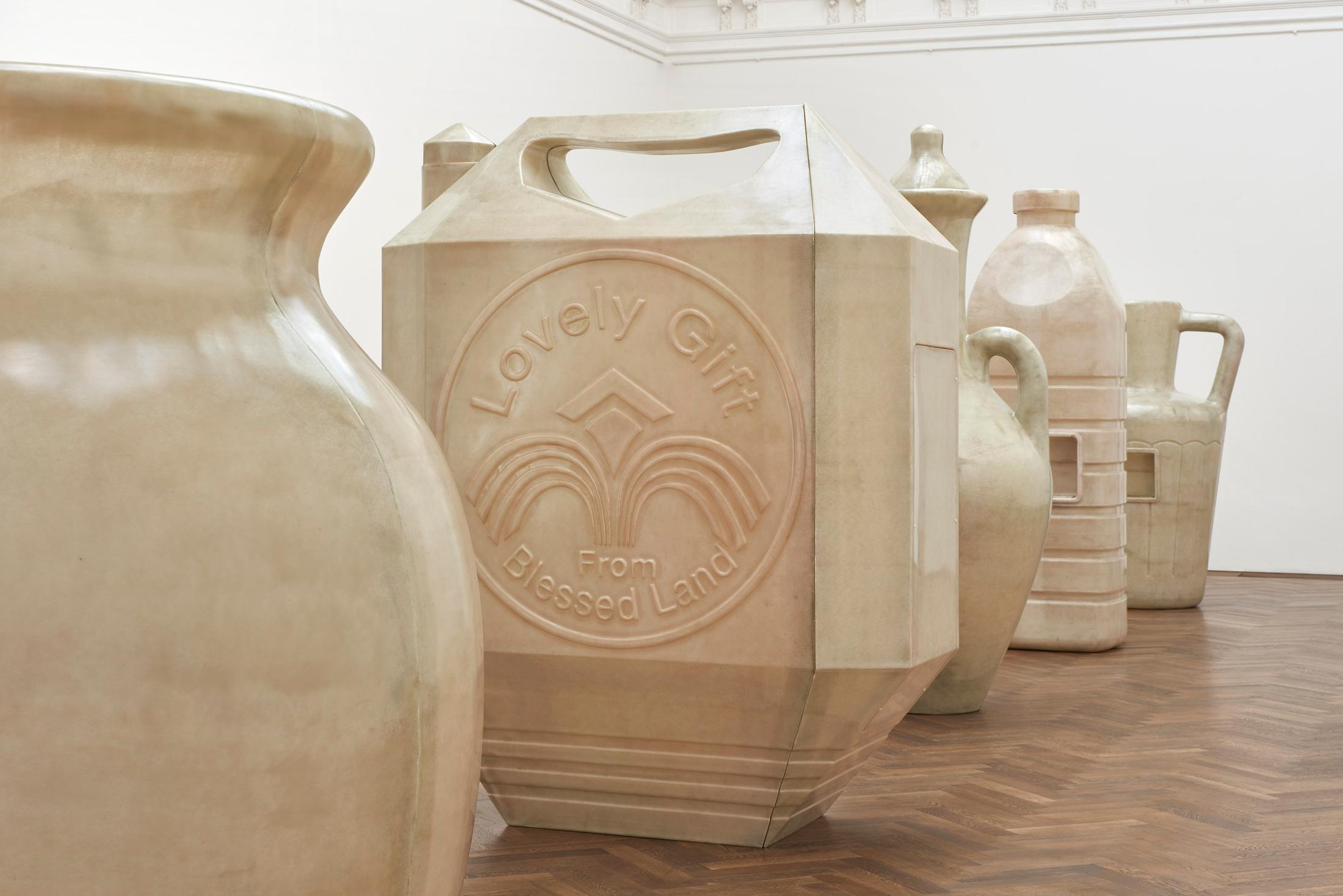 Exhibition View Alia Farid Solo Show «In Lieu of What Is; view on Alia Farid, Jerrican, 2022» at Kunsthalle Basel, Basel, 2022 / Photo: Philipp Hänger / Courtesy: the artist and Kunsthalle Basel