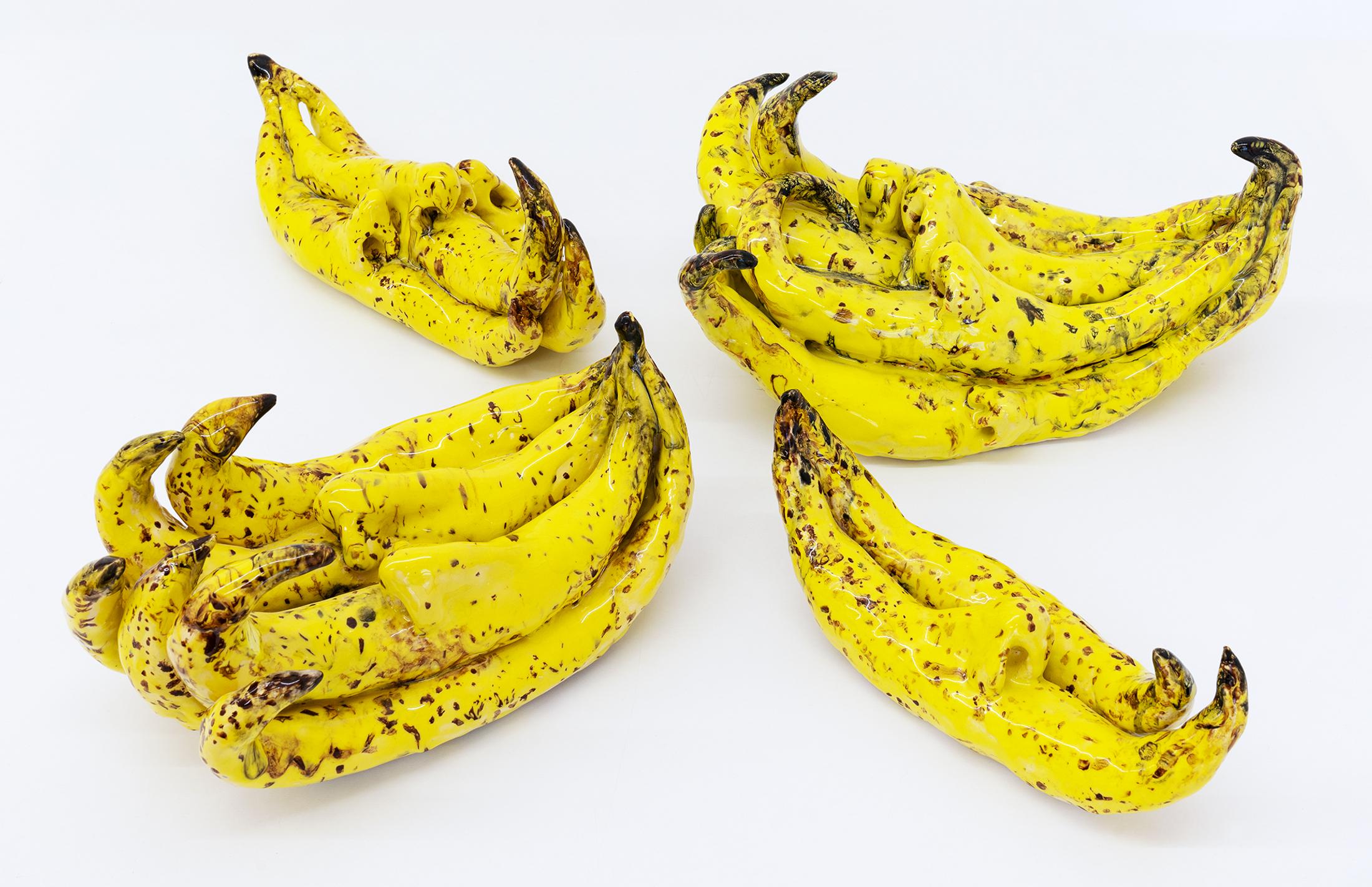 Exhibition View Groupshow «Among Them; view on Nschotschi Haslinger, Reife Bananen, 2018, Glazed ceramic» at Kirchgasse, Steckborn, 2020 / Courtesy: the artists and Kirchgasse