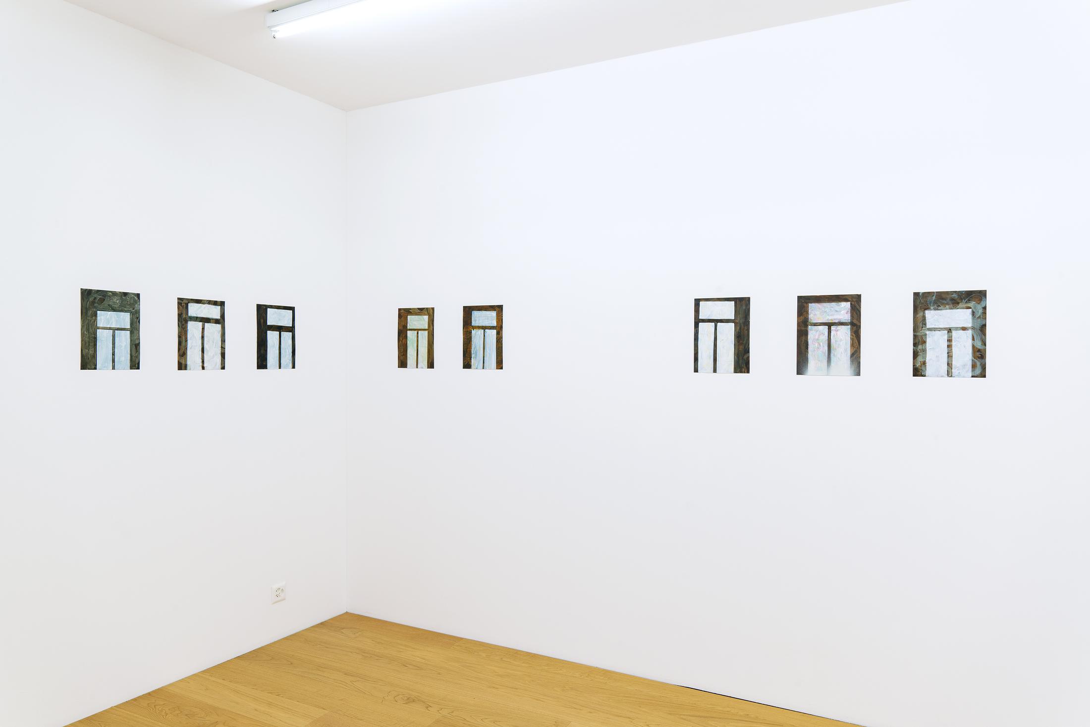 Exhibition View Groupshow «Among Them; view on Jakob Maria Buchner, Ohne Titel, 2019, Acrylic on grounded paper» at Kirchgasse, Steckborn, 2020 / Courtesy: the artists and Kirchgasse