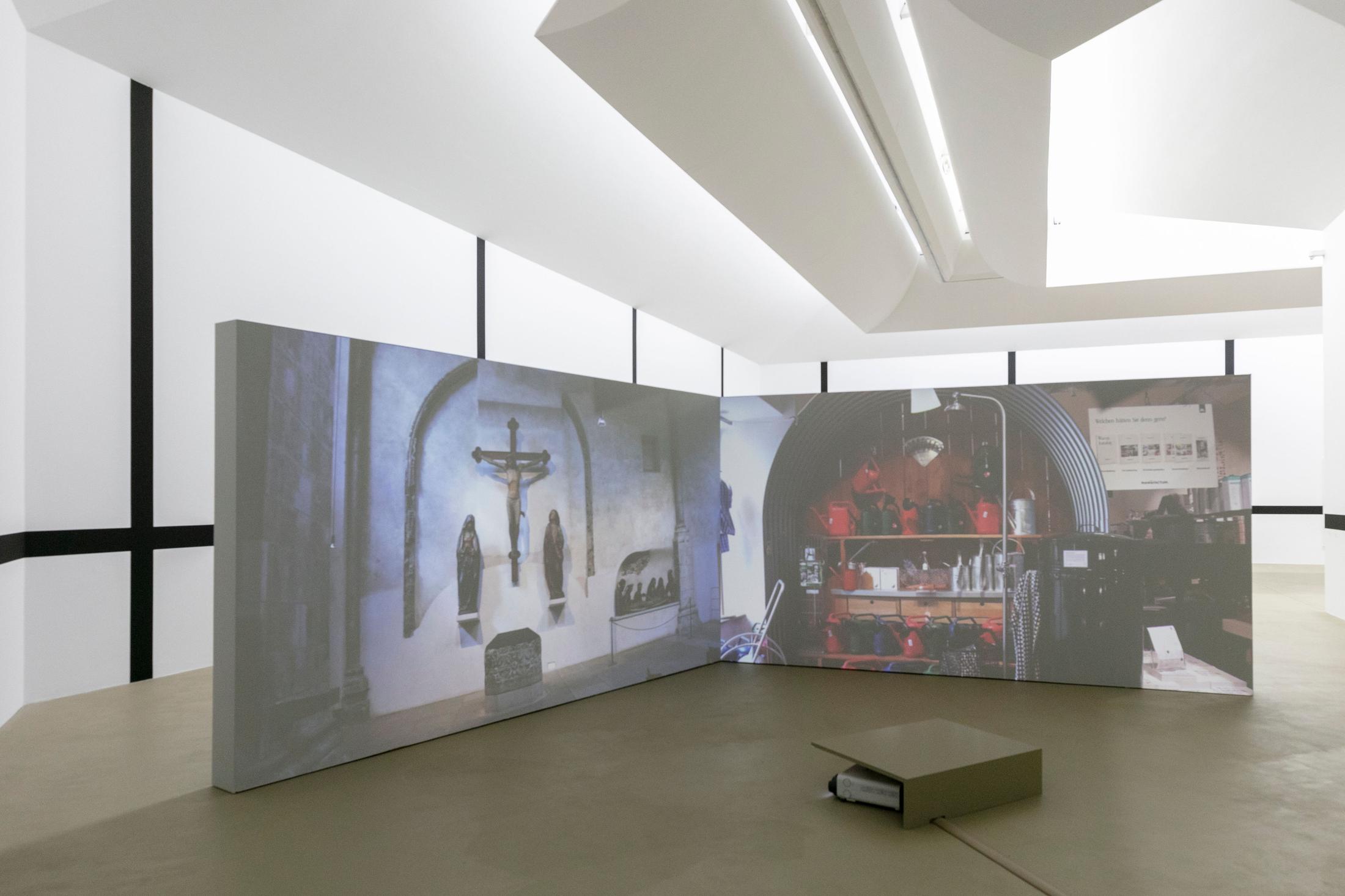 Exhibition View Andrea Büttner Solo Show «The Heart of Relations; view on Andrea Büttner, What is so terrible about craft? / Die Produkte der menschlichen Hand, 2019» at Kunstmuseum Basel, Basel, 2023 / Photo: Julian Salinas / Courtesy: the artist and ProLitteris, Zurich