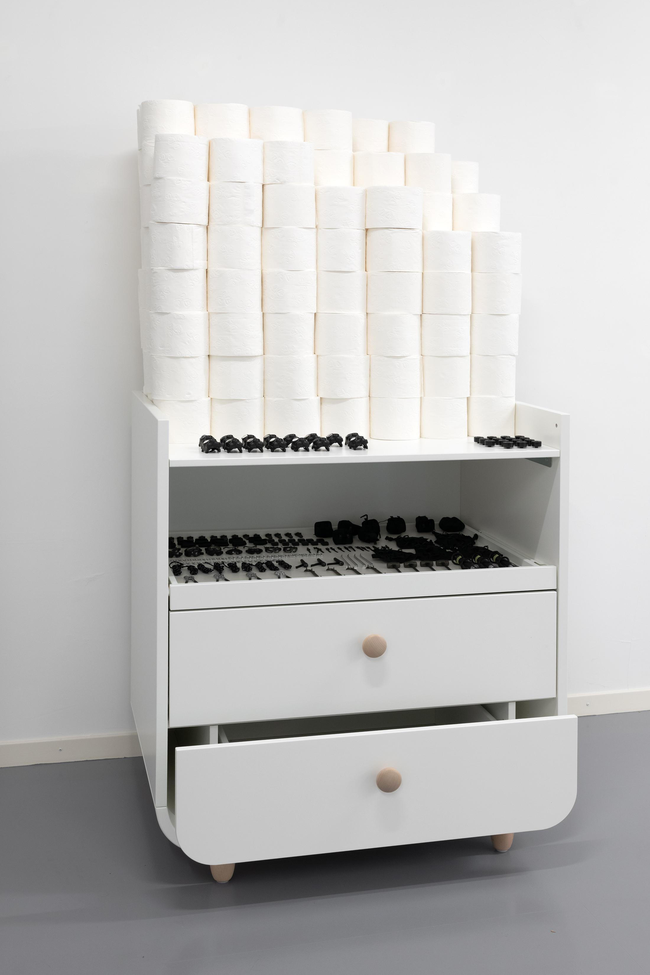 Exhibition View Anne de Vries Solo Show «Day Care Drill; view on Anne de Vries, DAY CARE DRILL, 2022» at Blue Velvet Projects, Zurich, 2022 / Photo: Flavio Karrer / Courtesy: the artist and Blue Velvet Projects