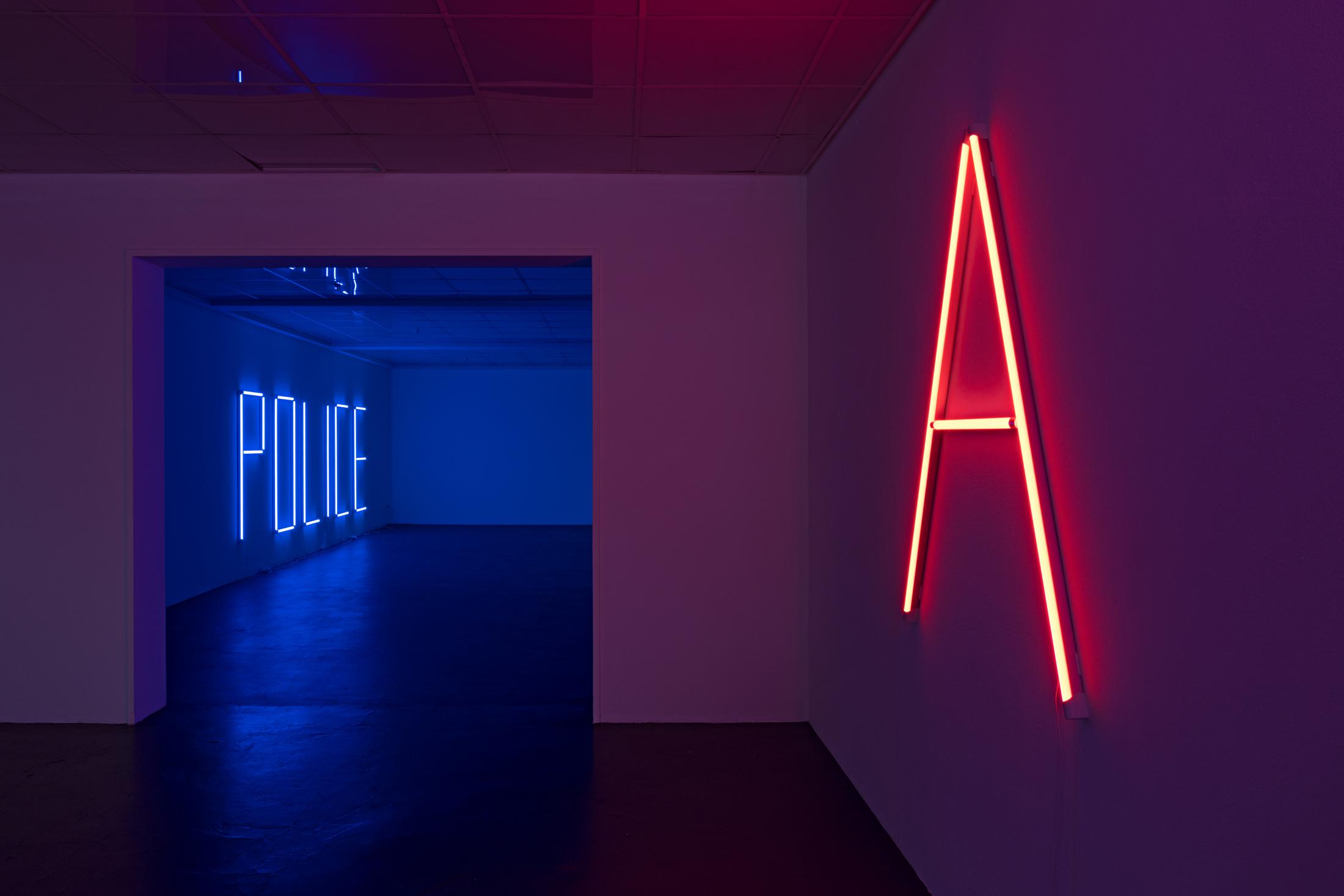Exhibition View Anne-Lise Coste Solo Show «Poem Police» at Kunsthaus Baselland, Baselland, 2022 / Photo: Gina Folly / Courtesy: the artist and Galerie Elisabeth & Reinhard Hauff, Ellen de Bruijne, NoguerasBlanchard, Lullin + Ferrari, CAN Christina Androulidaki Gallery