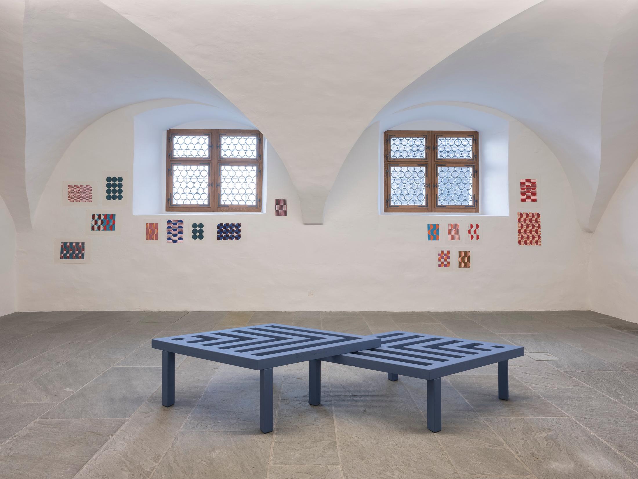 Exhibition View Athene Galiciadis «Spiraling Shifts» at Nidwaldner Museum, Stans, 2019 / Photo: Christian Hartmann / Courtesy: the artist and Nidwaldner Kunstmuseum