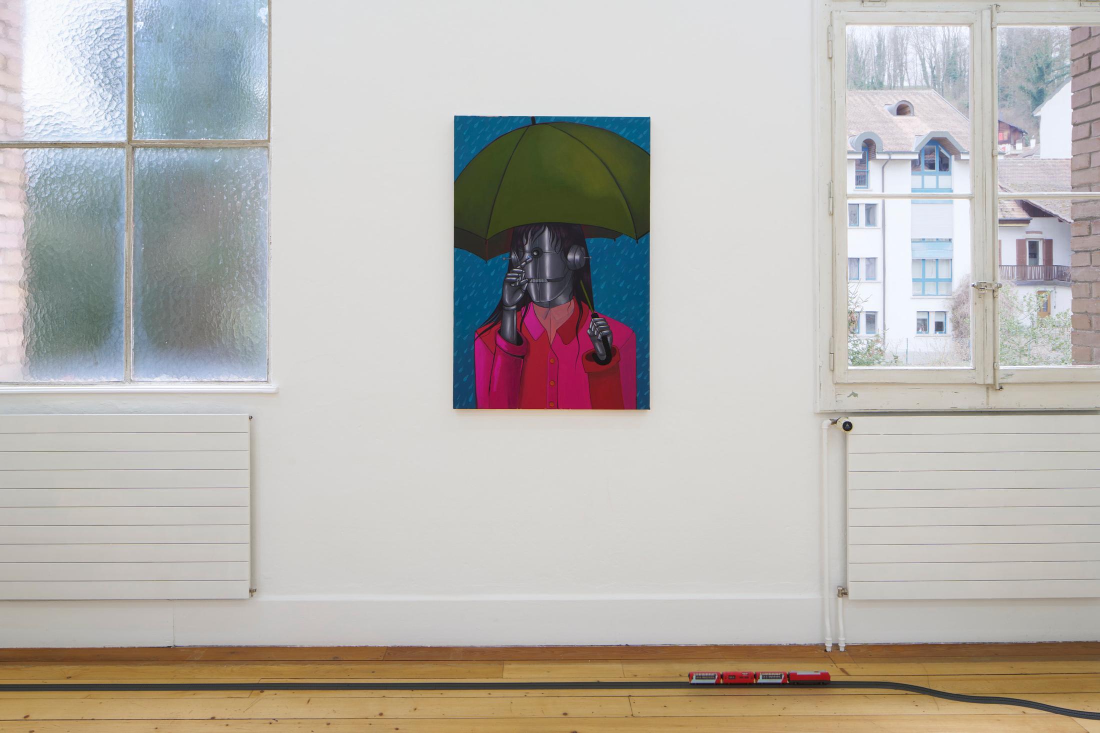 Exhibition View Duo Show Azize Ferizi and Jeremy «Spring / Summer 25 ; view on Jeremy, Jour de pluie, 2025» at Kunsthalle Friart, Fribourg, 2025 / Photo: Guillaume Python / Courtesy: the artists and Kunsthalle Friart Fribourg