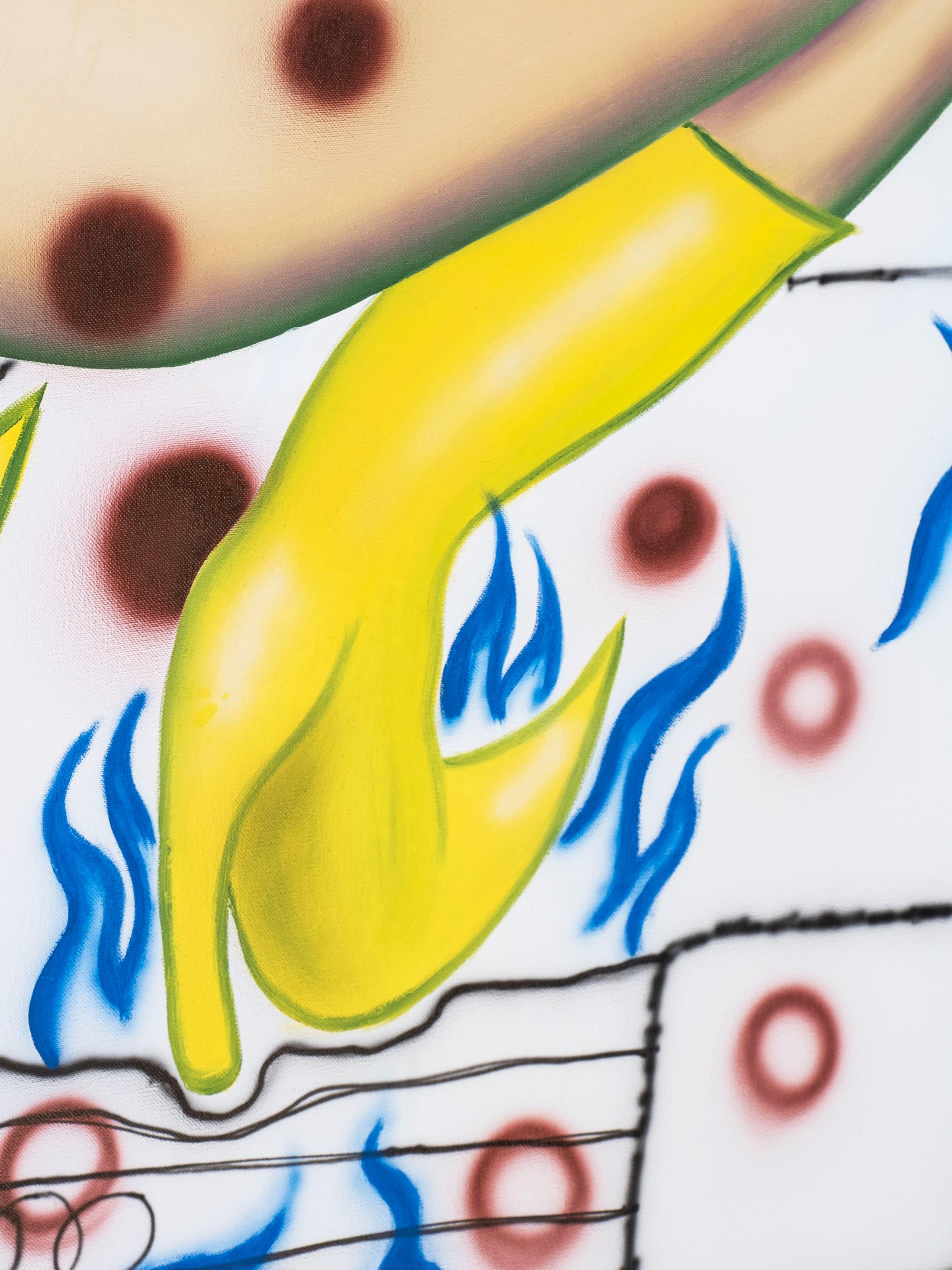 Exhibition View Azize Ferizi Soloshow «SIS IS HARDCORE; view on Azize Ferizi, The Executioner, 2020, (detail), oil on canvas, 170x110 cm» at Cherish, Geneva, 2020 / Photo: James Bantone / Courtesy: the artist and Cherish