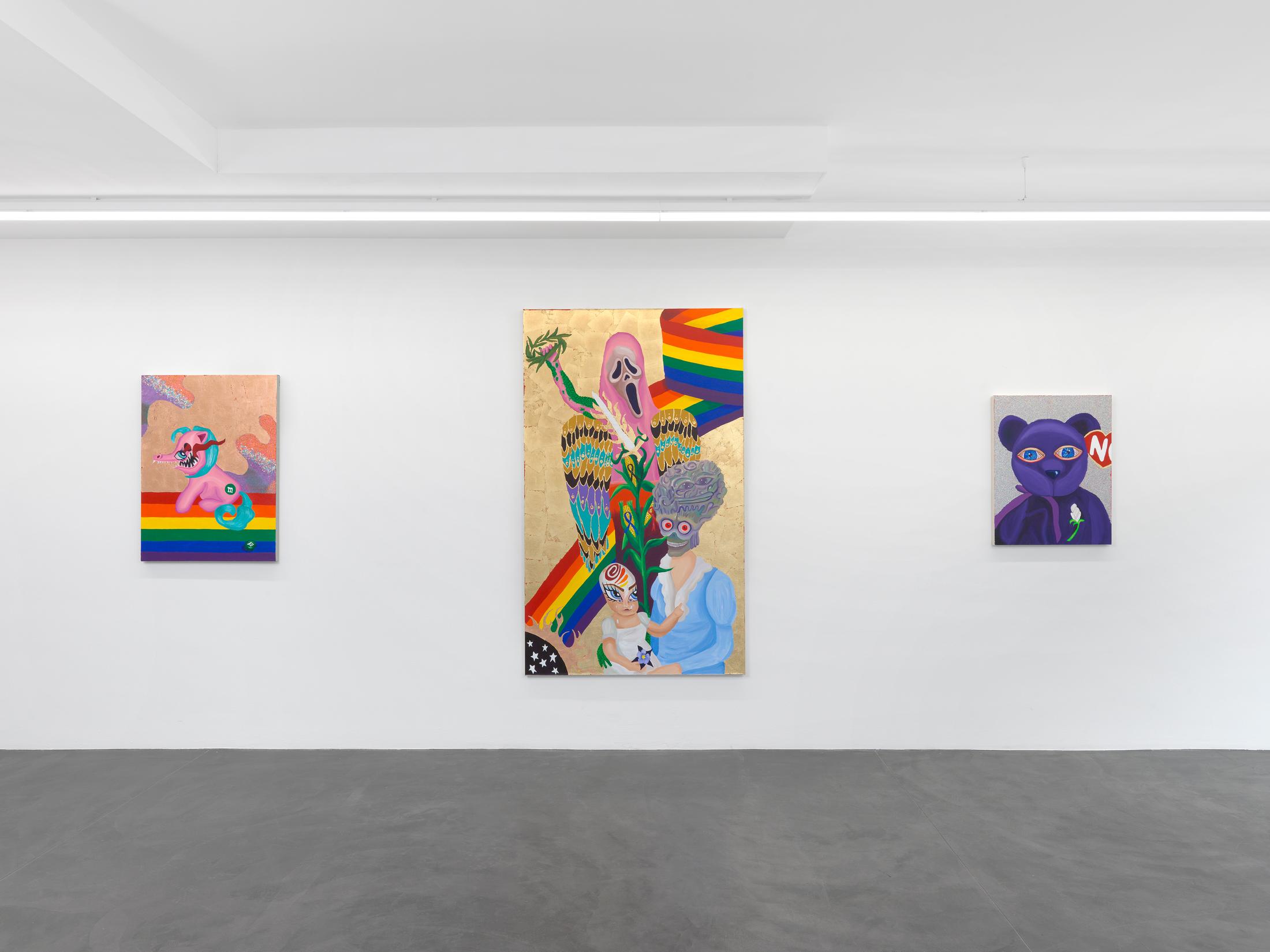 Exhibition View Bailey Scieszka Solo Show «The Flesh Failures» at Galerie Maria Bernheim, Zurich, 2022 / Photo: Annik Wetter / Courtesy: the artist and Galerie Maria Bernheim