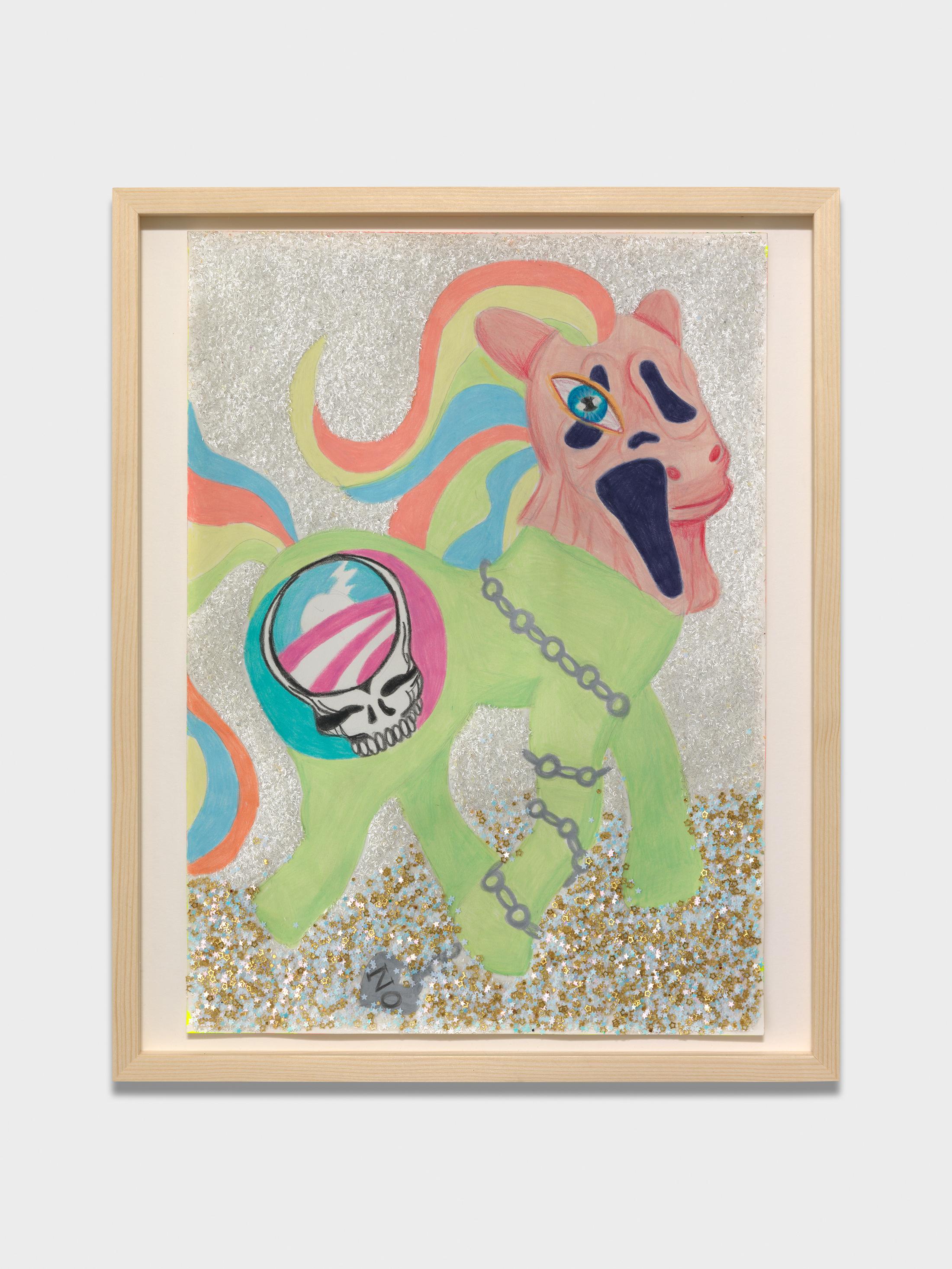 Exhibition View Bailey Scieszka Solo Show «The Flesh Failures; view on Bailey Scieszka, Ashamed Girls Pony, 2021» at Galerie Maria Bernheim, Zurich, 2022 / Photo: Annik Wetter / Courtesy: the artist and Galerie Maria Bernheim