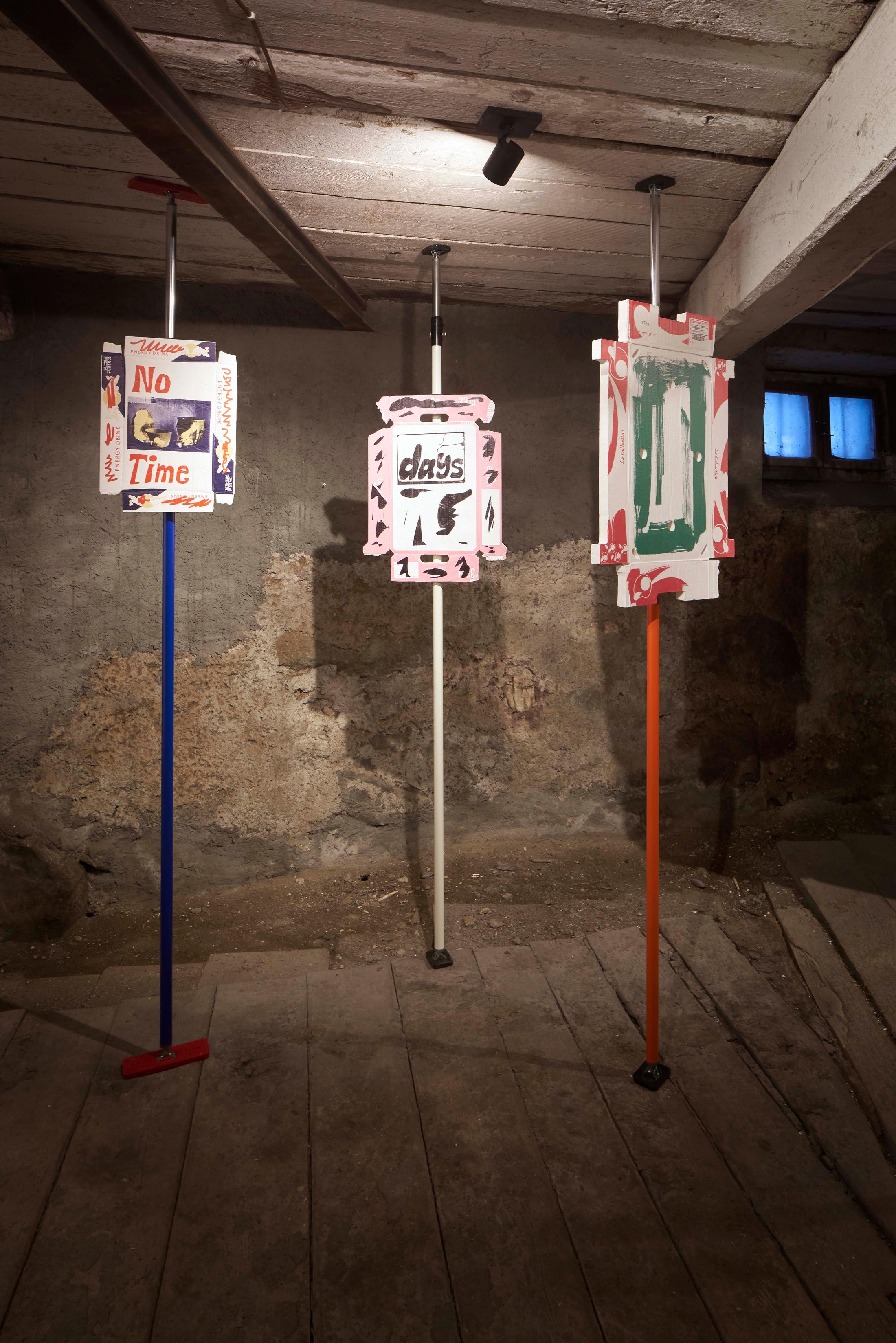 Exhibition View Bastien Aubry Soloshow «Pizzeria Stalletta» at Stalletta Madulain by Windhager von Kaenel / Photo: Franz Rindlisbacher / Courtesy: the artist and Windhager von Kaenel