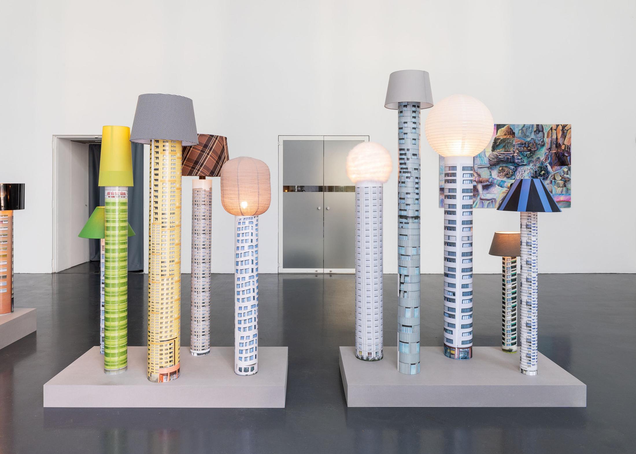 Exhibition View Beatrice Marchi and Mia Sanchez Duo Show «La Città e i Perdigiorno; view on Mia Sanchez, High Rise, 2021» at Istituto Svizzero, Milan, 2021 / Photo: Giulio Boem / Courtesy: the artists and Instituto Svizzero